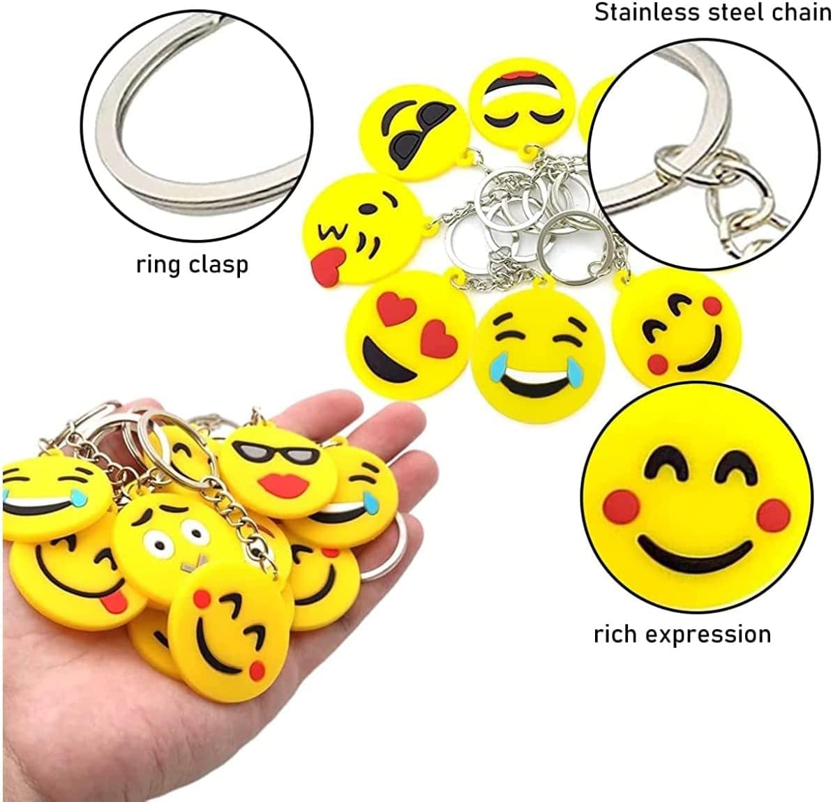 CRSUSUKJ 32 Pack Mini Emoticon Keychain Plush(16 expressions), Cute Keychain, Party Favors for Kids, Keychains, Valentine's Day Gifts/ Birthday Party Supplies, Emoticon Gifts Toys Carnival Prizes...