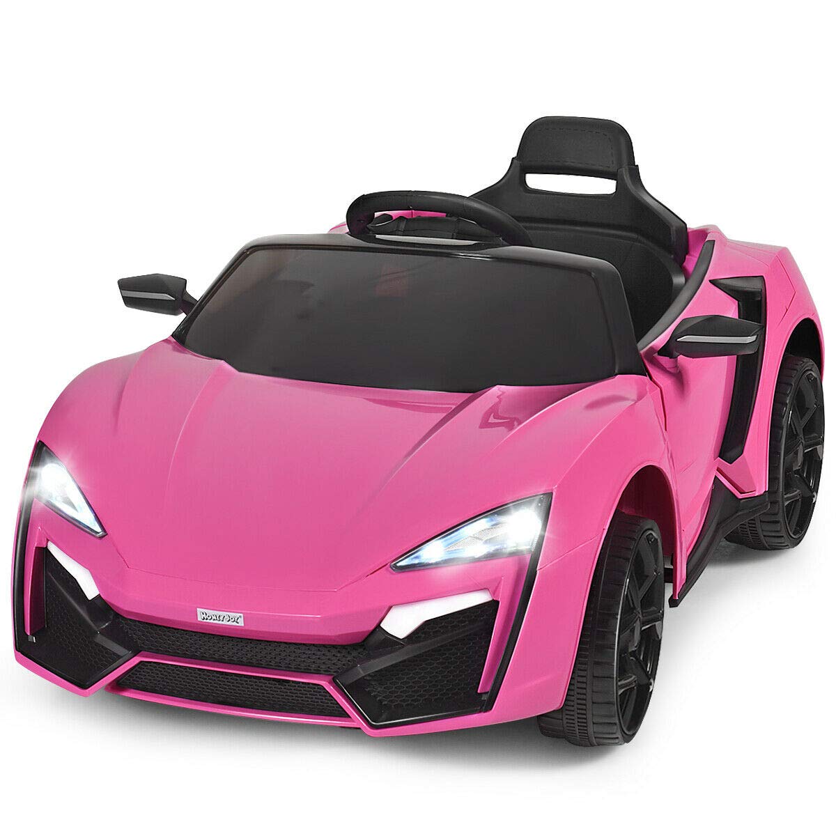HONEY JOY Pink Ride On Car, 12V Battery Powered Electric Vehicle w/Remote Control,3 Speeds, LED Lights, Horn, Music, MP3, USB, Spring Suspension, 4 Wheeler for Boy Girl Gift, Electric Car for Kids