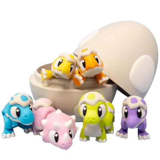 7Pcs 3D Printed Dinosaur Animals Set with Egg, Mini Animals 3D Printed Dino Toys, Cute Articulated Dino Flexible Figurines Fidget Toys for Party Favors Birthday Gifts Desk Pets Office Home Decor