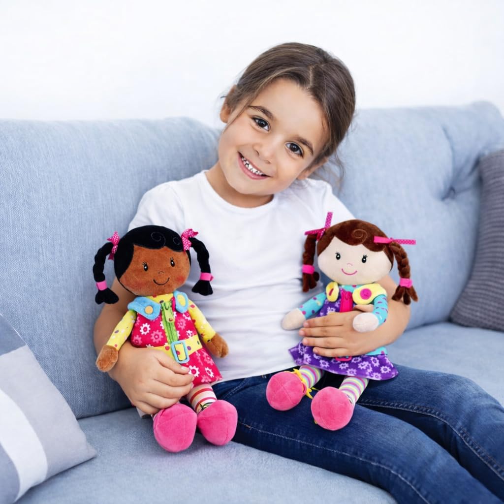 Snuggle Stuffs Sugar Snap Plush Learn to Dress Doll for Toddlers - 15" - Gifts for 2 Year Old Girls