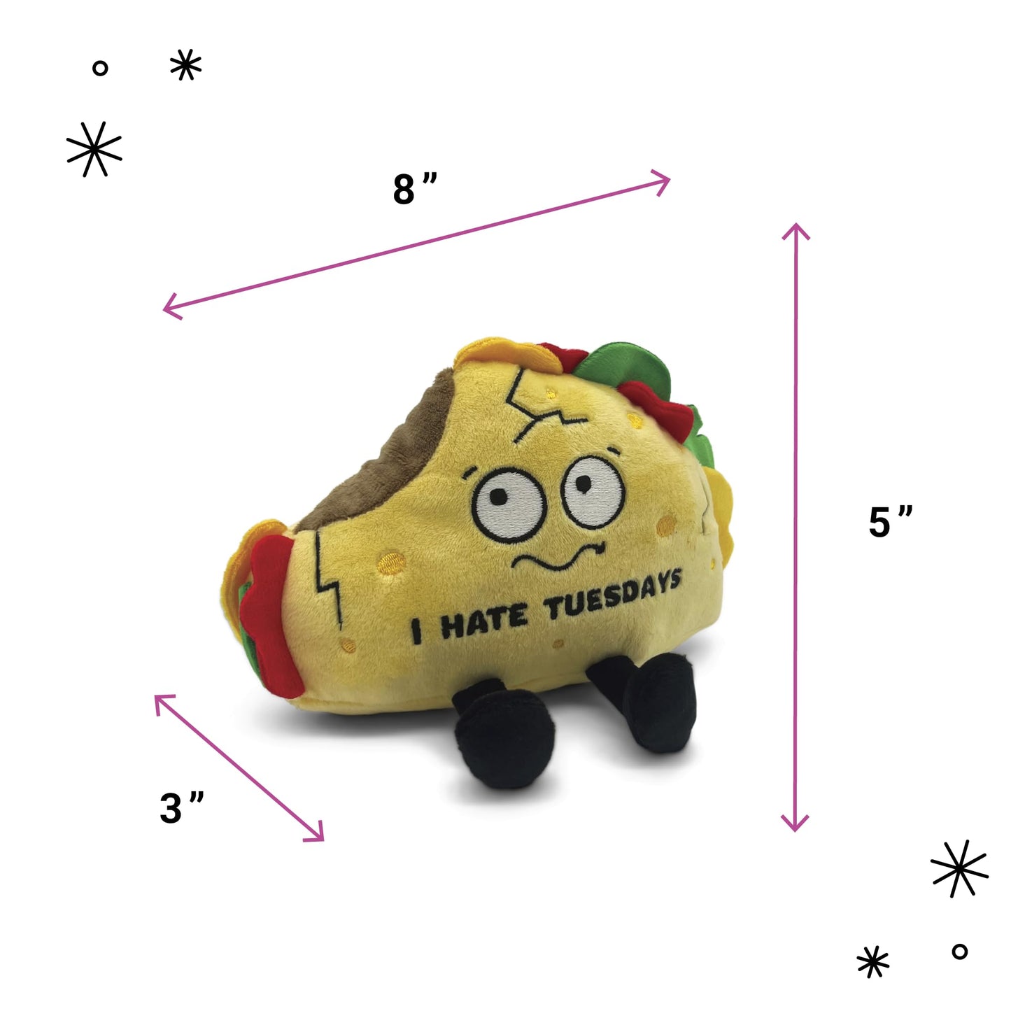 Punchkins Taco Plushie - I Hate Tuesdays Funny Plush, Gift for Taco Lovers, Cute Plush Toy for Gifting