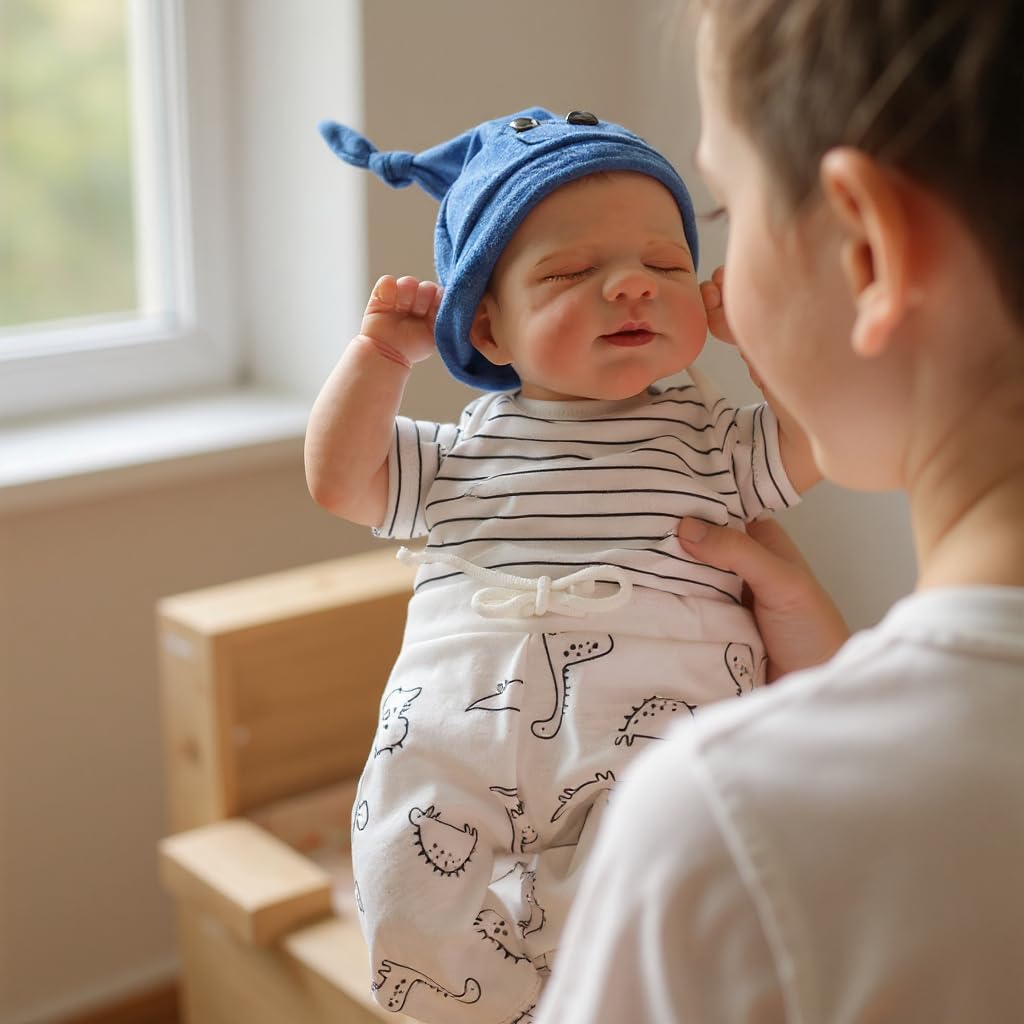 WOOROY Realistic Reborn Baby Dolls Boy - 18-Inch Newborn Baby Dolls with Soft Cloth Body Sleeping Lifelike Reborn Baby Dolls Birthday Gift for Kids Age 3+
