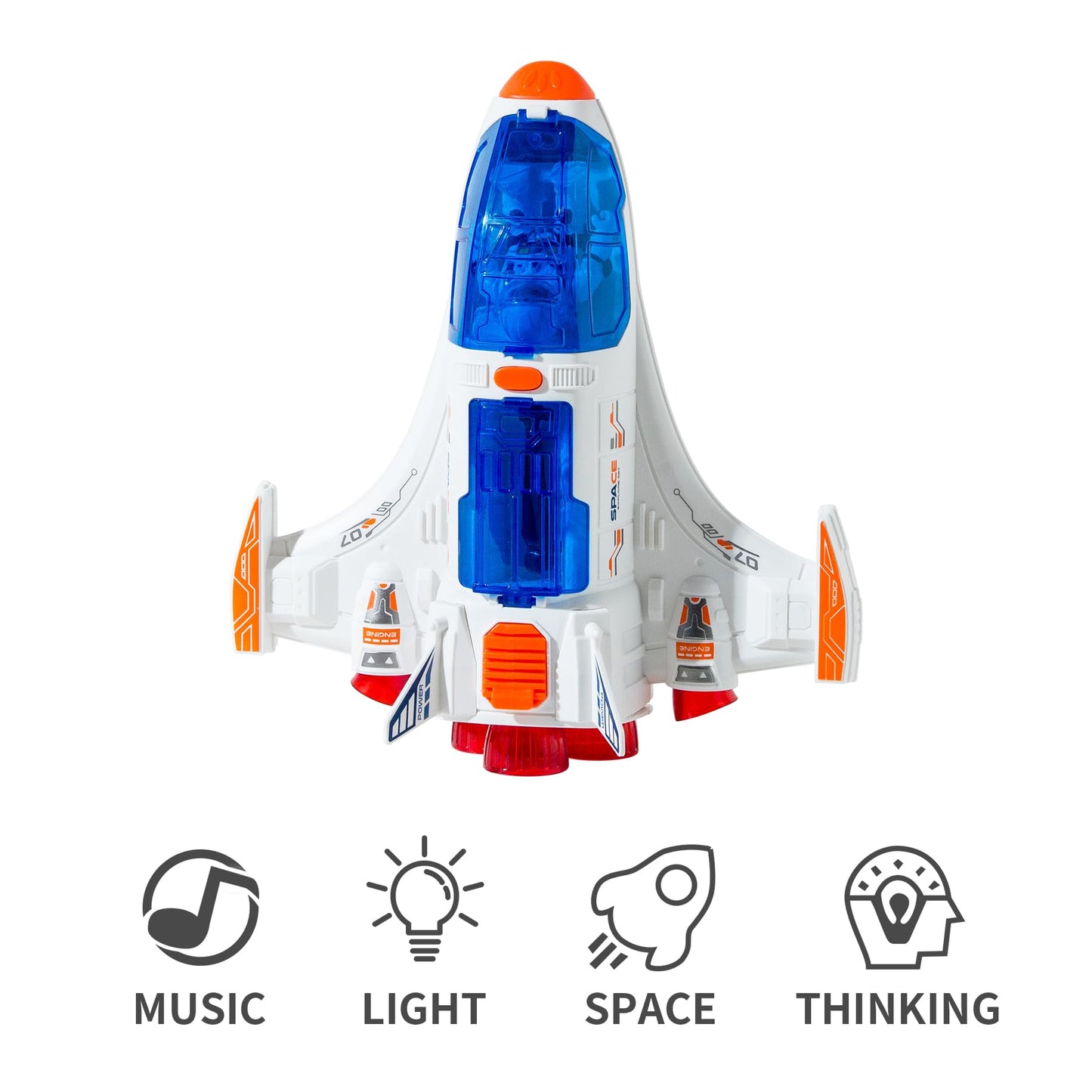 Wbzle Spaceship Shuttle Toy with Astronaut Figure - Space Toys with Lights and Sound - Rocket Ship Toy for Kids 3-5, Space Exploration Astronaut Toys Set, Outer Space Birthday Gift