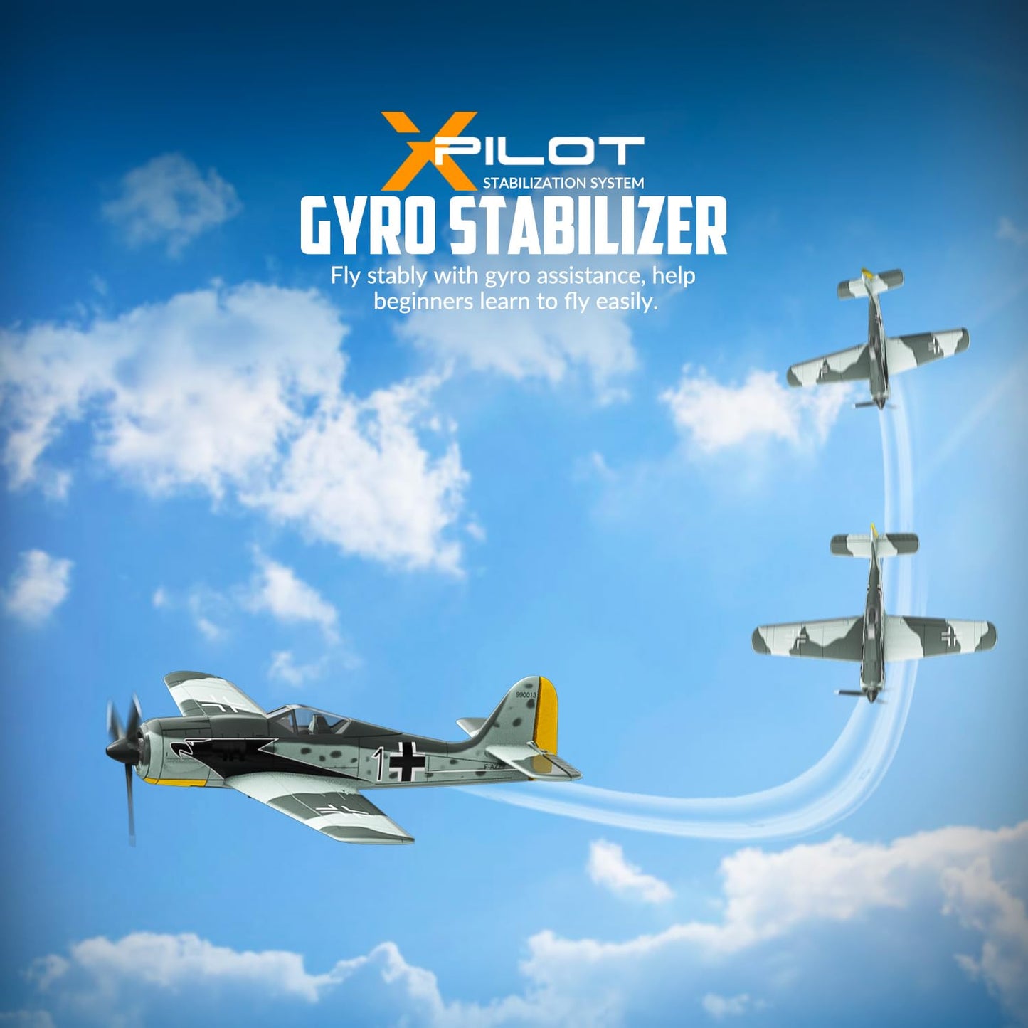 volantexrc RC Plane FW190 Fighter 4CH Remote Control Airplane RTF with Aileron, Gyro, Aerobatics & 3 Modes to Fly, Hobby Radio Controlled Warbird Aircraft for Adults, Beginners (761-17)