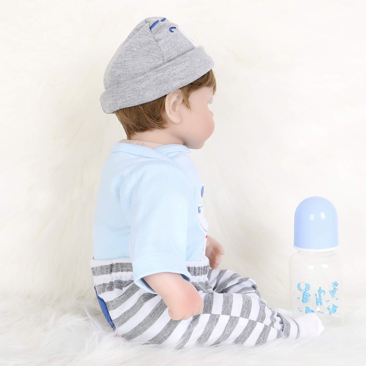 ENADOLL Reborn Baby Doll Realistic Silicone Vinyl Baby Blue Dog Boy 16 inch Weighted Soft Body Lifelike Doll Gift Set for Ages 3+