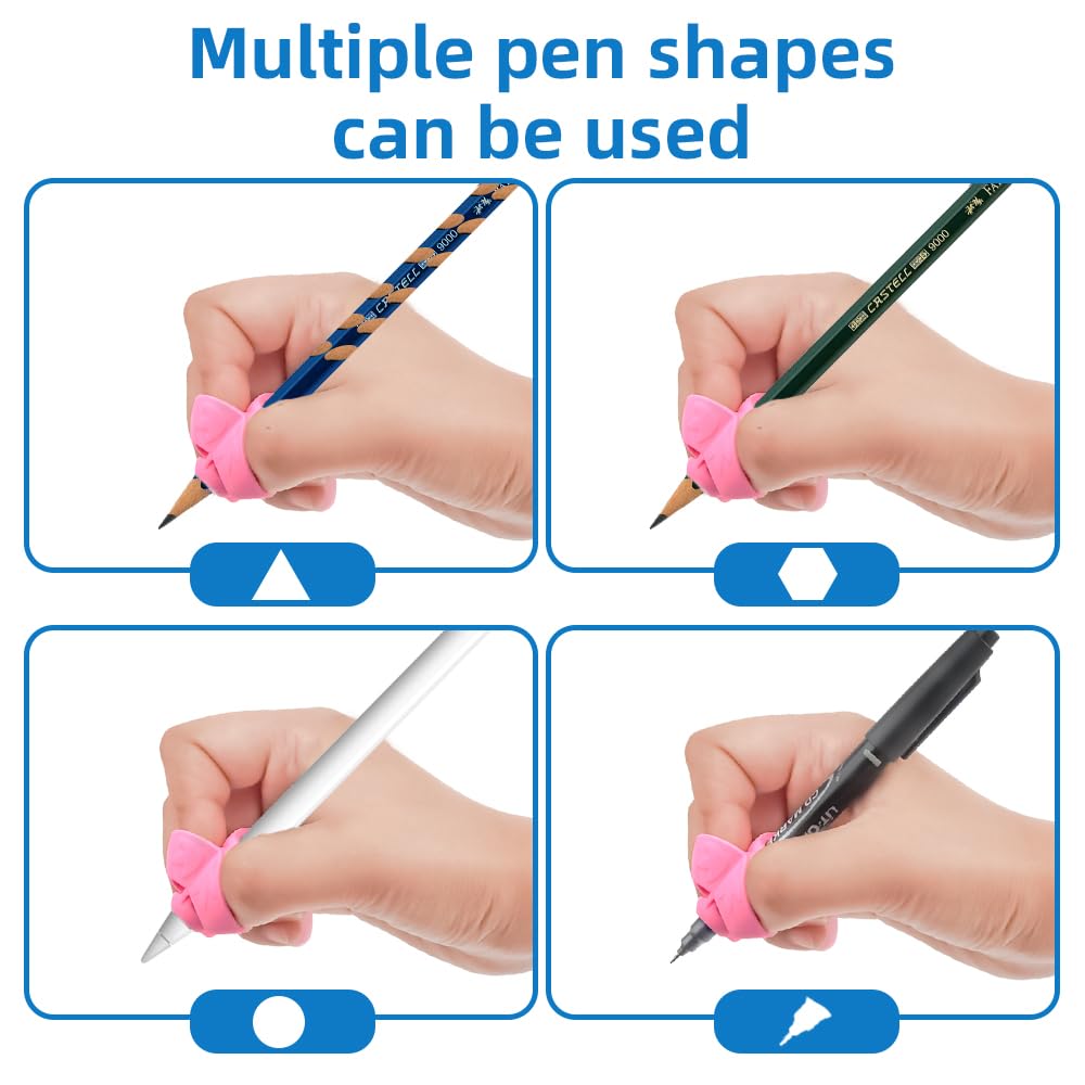 Grips for Pencil for Kids Handwriting, 8 Pcs Pen Grips, Ergonomic Pencil Grippers Holder for Kids, Writing Posture Correction with Cushion for Toddlers, Adults, Preschooler, Special Education Supplies