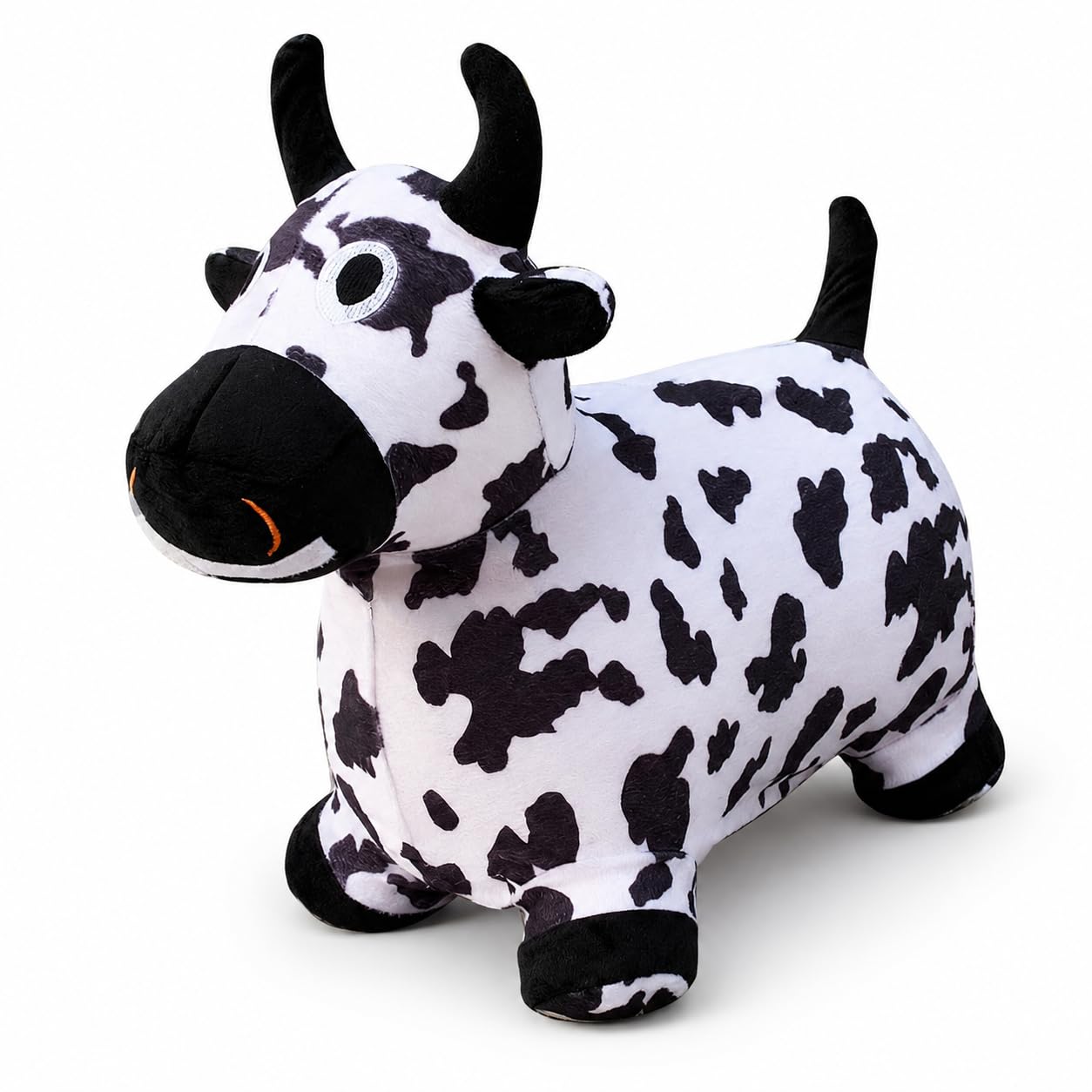 THXKNJ Hoppity Cow Inflatable Hopper with Pump, Plush-Covered Bouncy Animal Ride on Bouncer for Toddlers & Kids, Jumping Cow Hopping Toy Birthday Gift for Boys Girls 18 Months to 6 Years Old