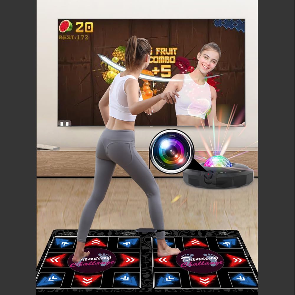 WuZhuangYuan HDMI Musical Electronic Dance mat with a Camera,Including 1000 Games,81 Music Videos,a 64G Large Memory Card,650 Songs, for Single/Double Users, a Luxurious Gift for Girls and Boys