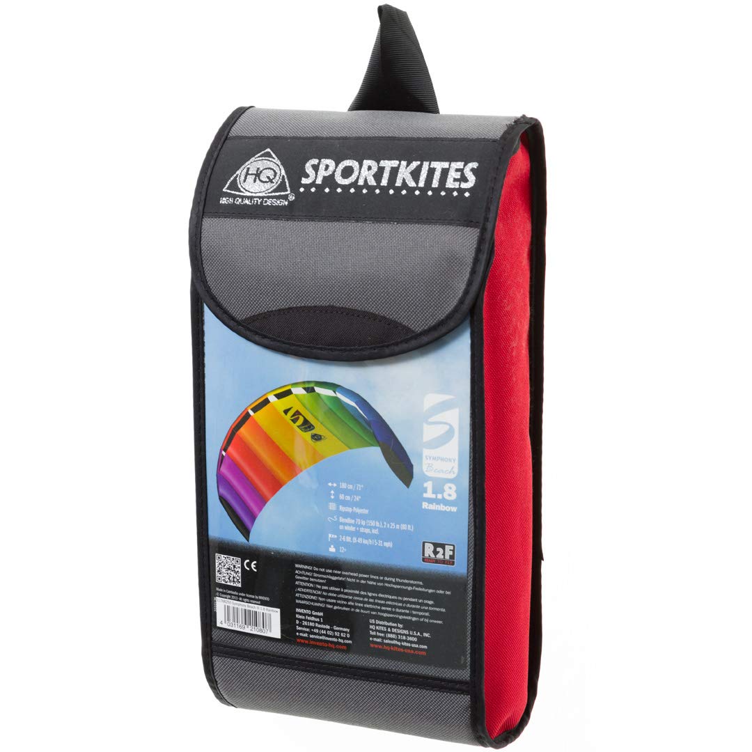 HQ Symphony Beach III 1.8 Stunt Kite, Rainbow, Dual Line Foil Sport Kite