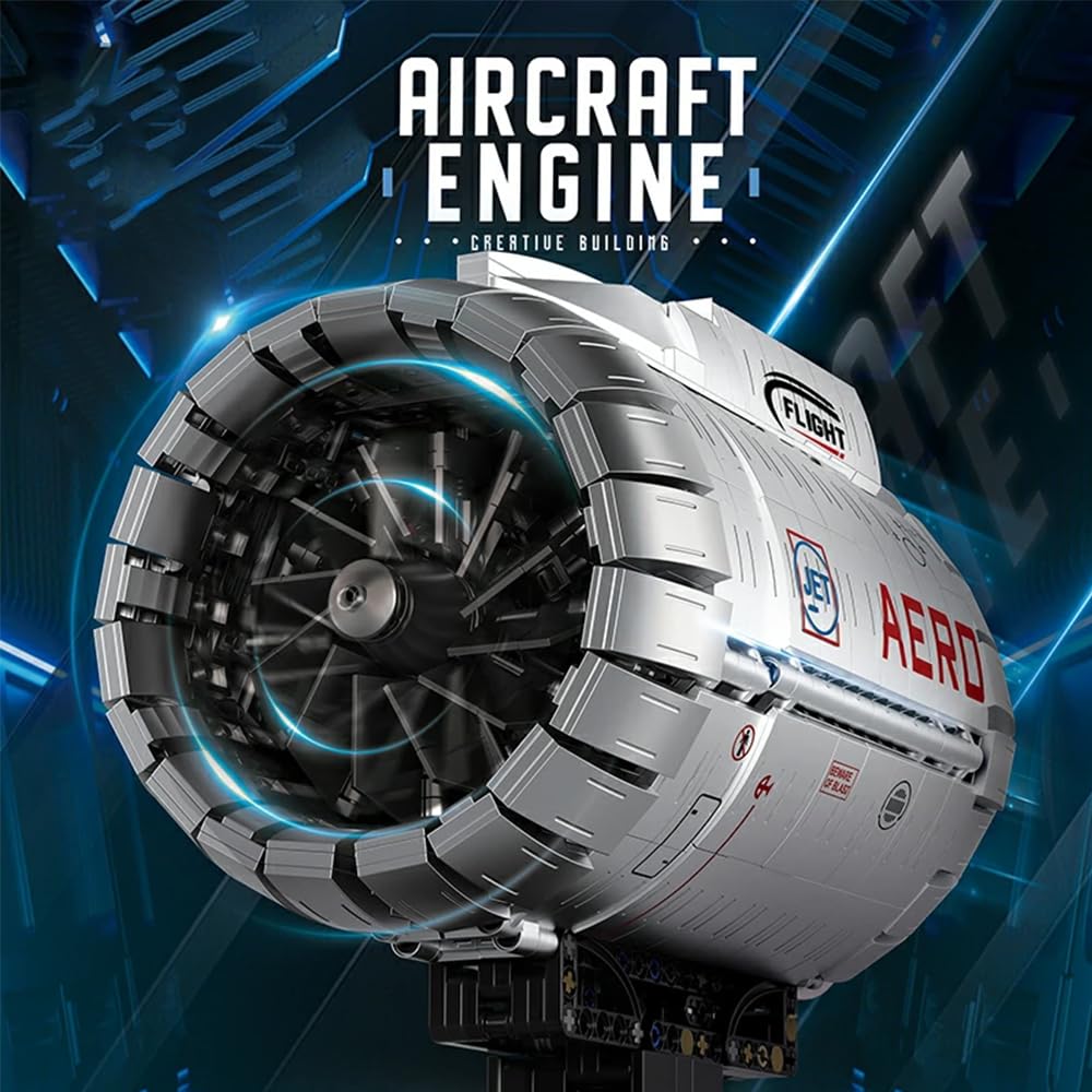Falagil Aircraft Turbofan Engine Building Blocks Set for Adults - Powered Model with Motor, STEM Engineering Toy, Gifts for Builders (1786 Piece)
