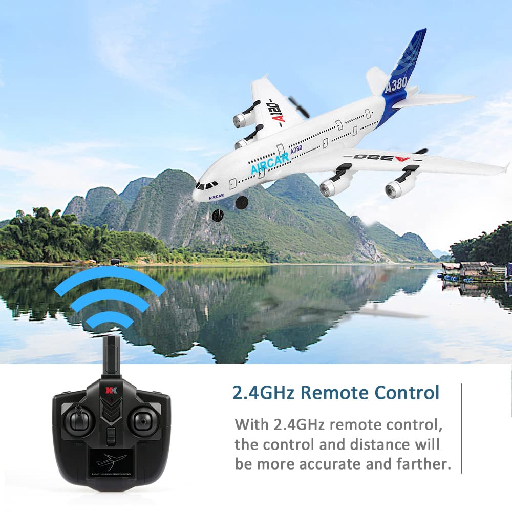GoolRC RC Airplane, WLtoys XK A120 A380 Aircar Model Plane, 3CH 2.4G Remote Control Airplane, EPP Fixed-Wing RC Aircraft RTF Toy for Adults