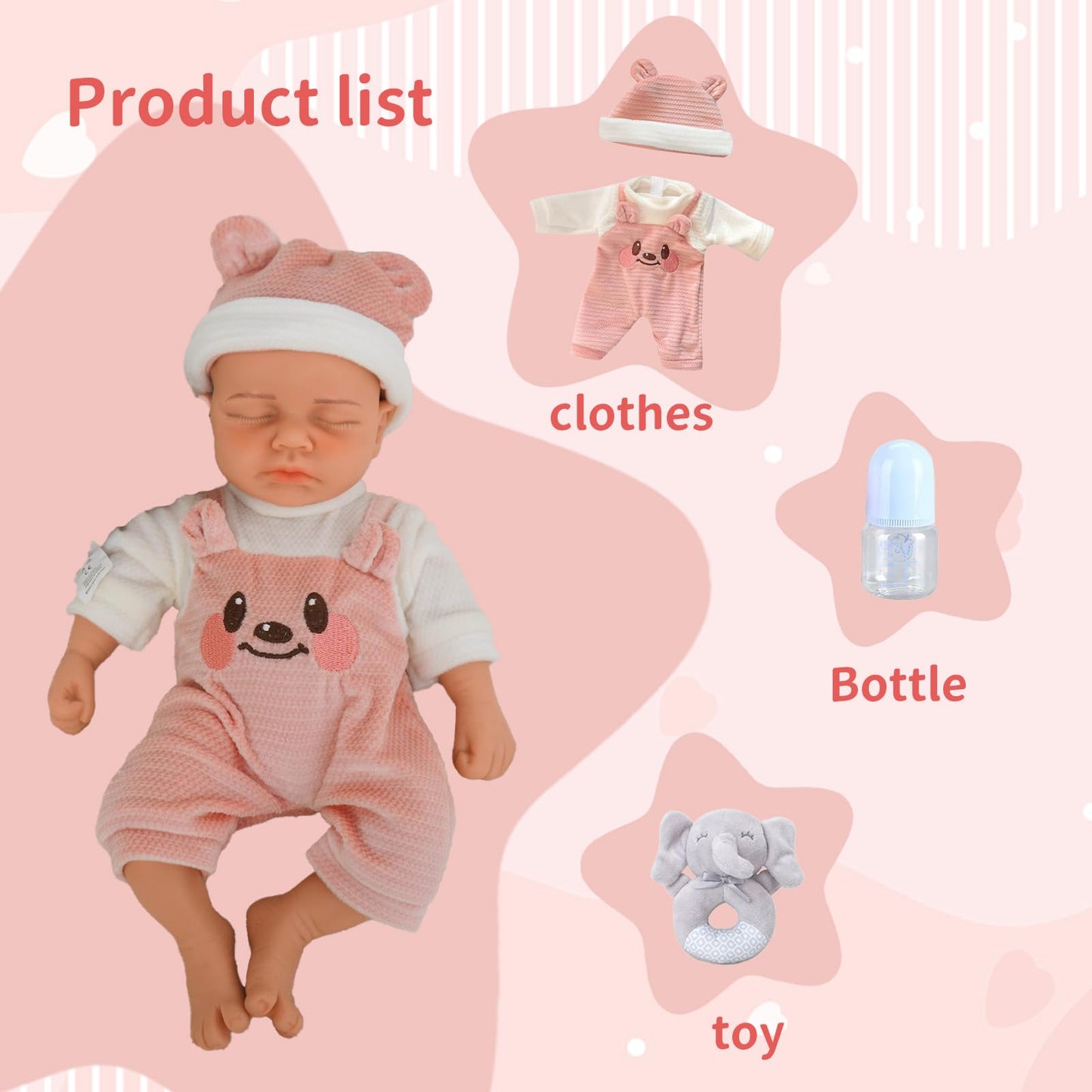 Girl 12 Inch, Full Silicone Baby Doll, Reborn Baby Dolls Silicone Full Body, Sleeping Position Newborn, Not Vinyl