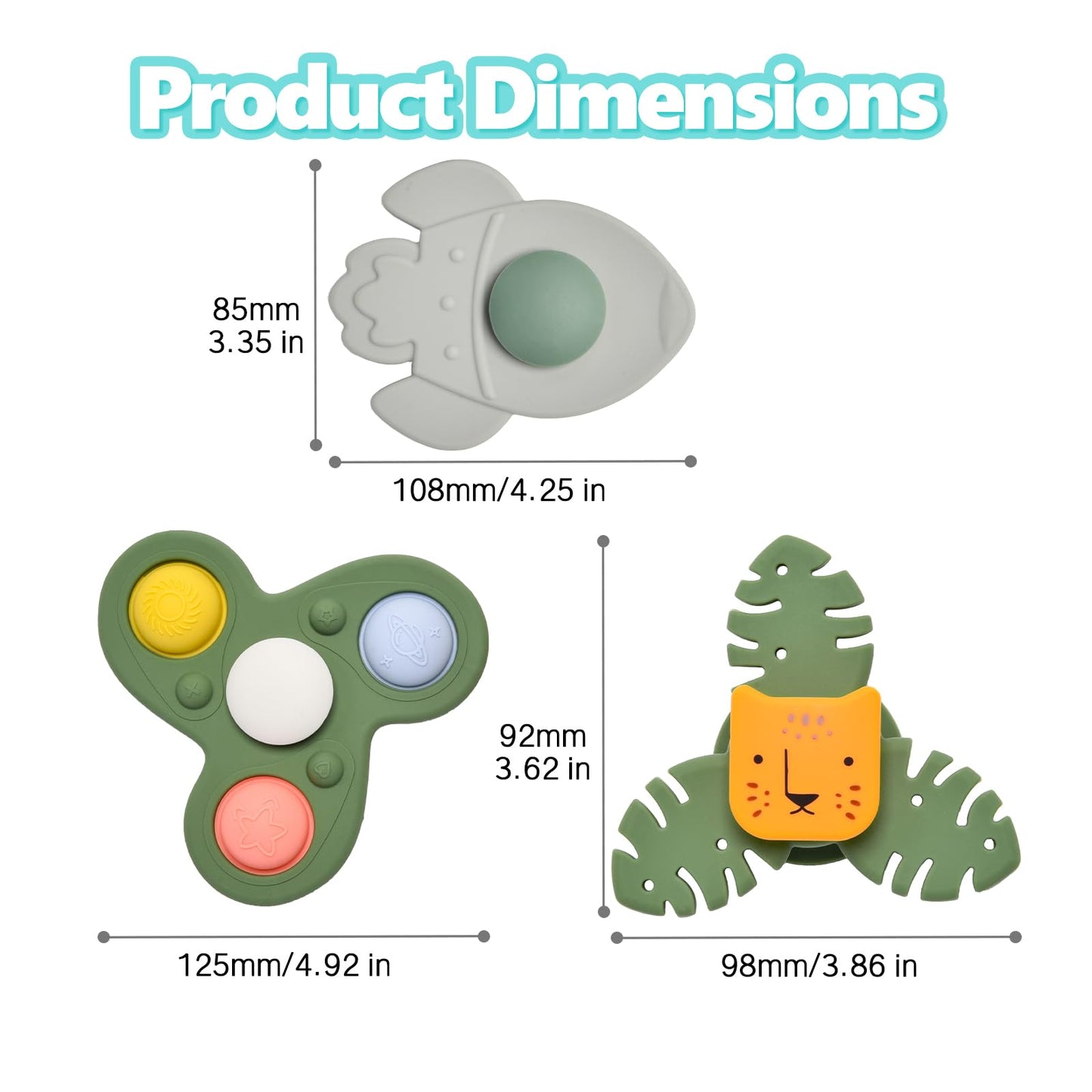 Silicone Suction Cup Spinner Toy for Babies&Toddlers – Food-Grade Safe & Fun Sensory Toy for Teething & Play – Perfect Baby Bath, High Chair & Travel Toy, Ideal Baby Gift for 1-3