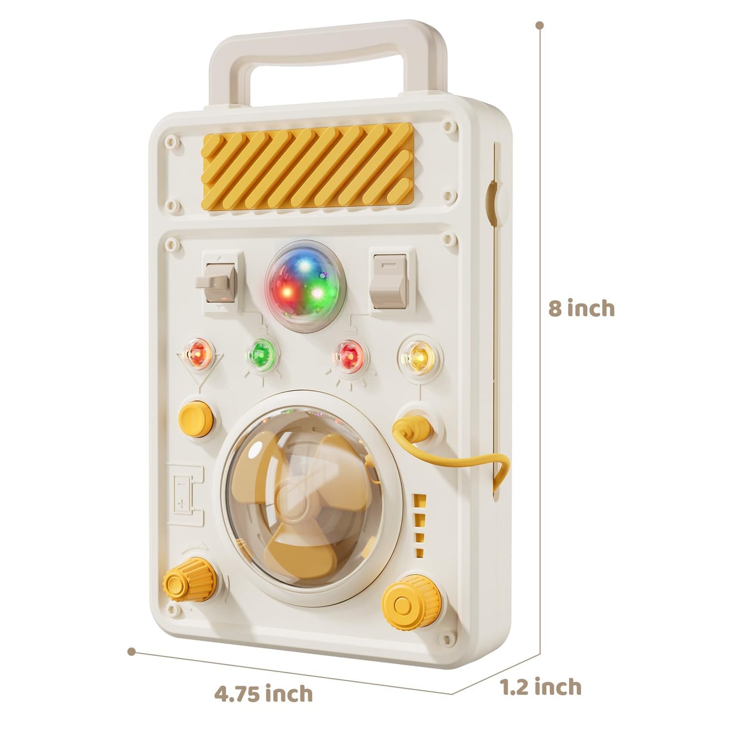 SOCBTNSO Montessori Busy Board for 1+ Year Old - Electronic Light & Activity with Buttons, Switches, Fan & Rotating Knobs | Sensory Learning Travel Toys & Gifts for Toddler Boy/Girl Age 1 2 3