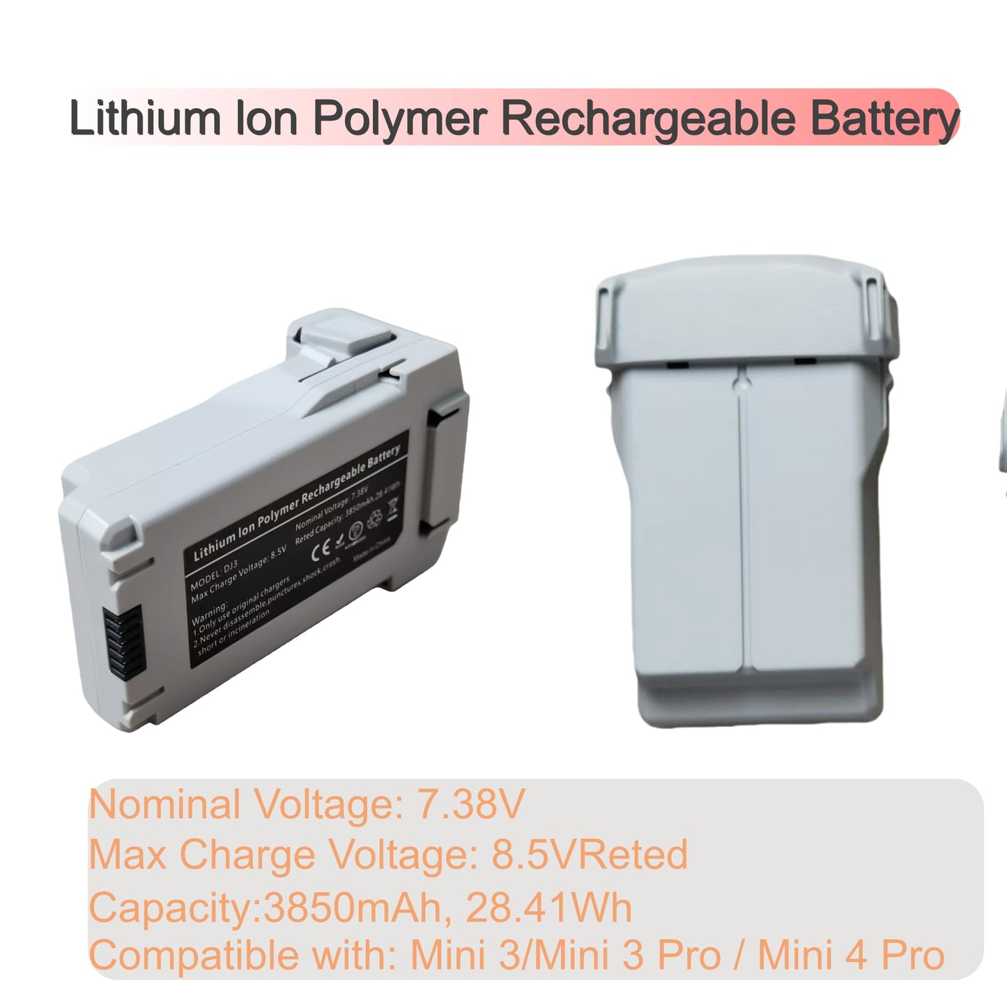 Taoke 2 Pack Intelligent Flight Battery for Mavic Mini 4 Pro /3/3 Pro Drone Battery 3850mAh, Accessories Batteries for Mini 3/Pro/ 4 Pro, 47 Minutes Flight Time