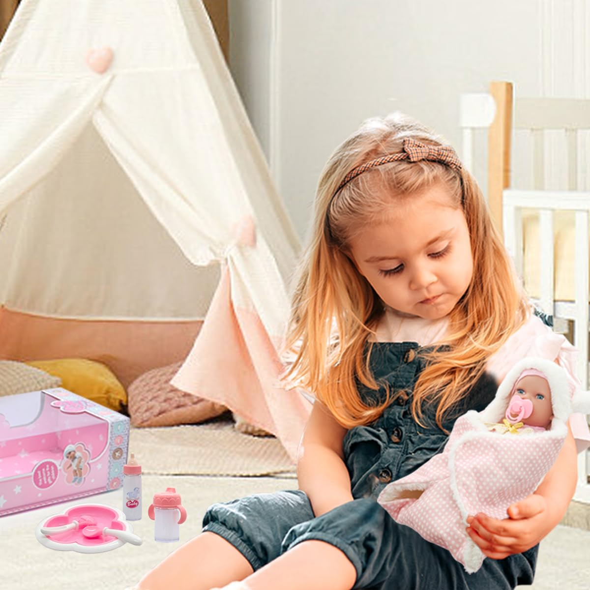 Ferberbears Baby Doll with Accessories Soft Blanket 12 Inch Baby Dolls for Toddlers 1-3-5 Years Old Girl Gifts Playset Toy