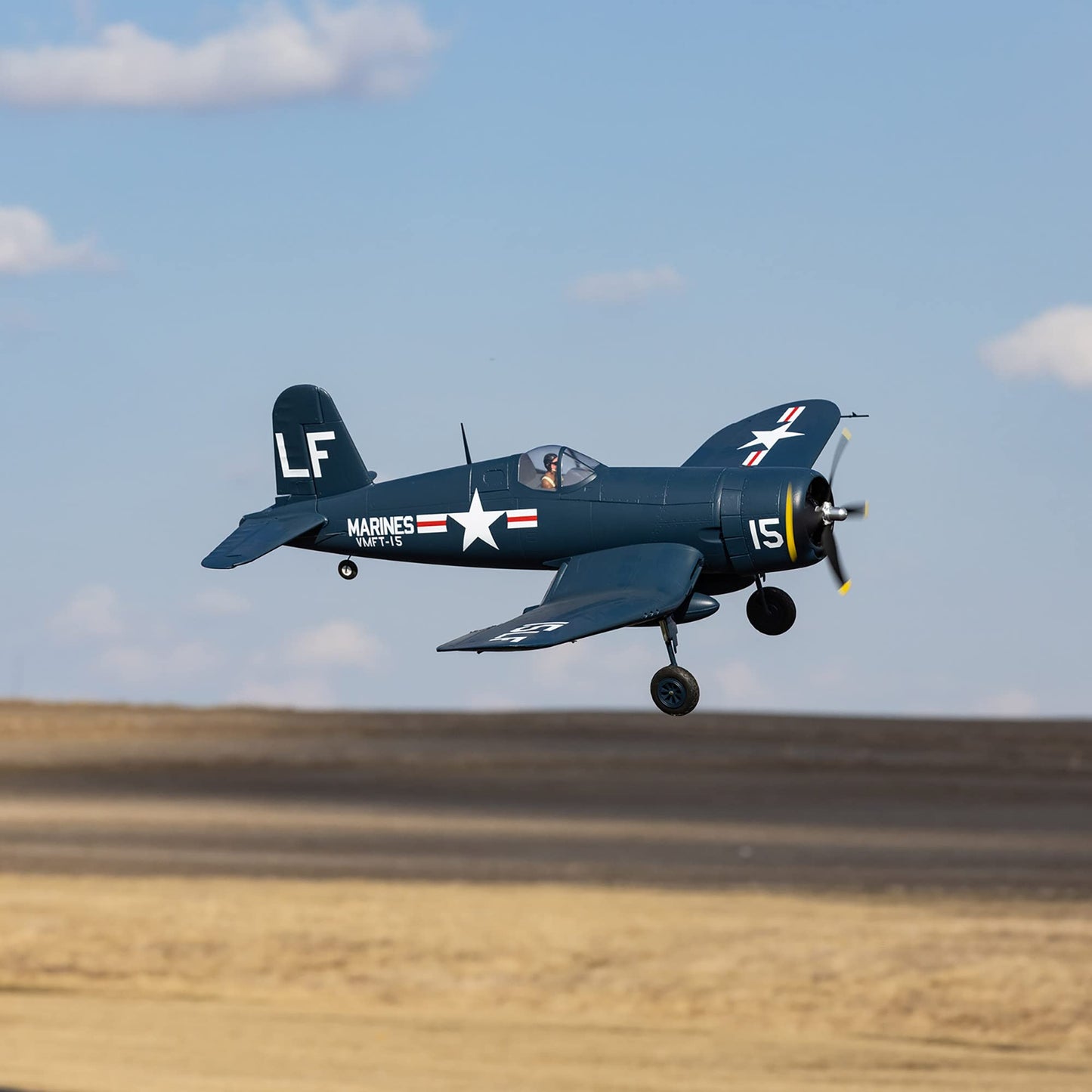 E-flite RC Airplane F4U-4 Corsair 1.2m BNF Basic Transmitter Battery and Charger Not Included with AS3X and Safe Select EFL18550
