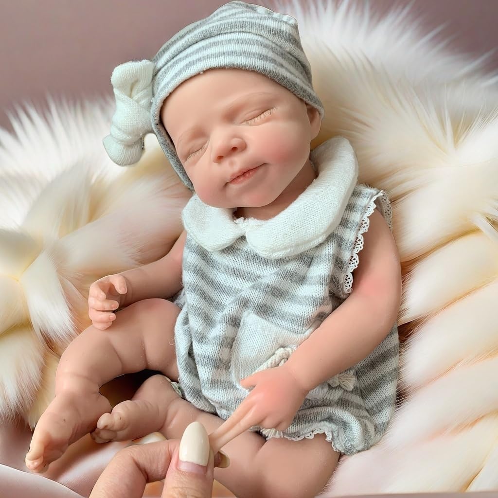 Yokyyi 13Inch Pascale Reborn Baby Dolls Silicone Full Body Correct Real Close Eyes Full Body Silicone Baby Dolls Sleeping Girl with Feeding Kit