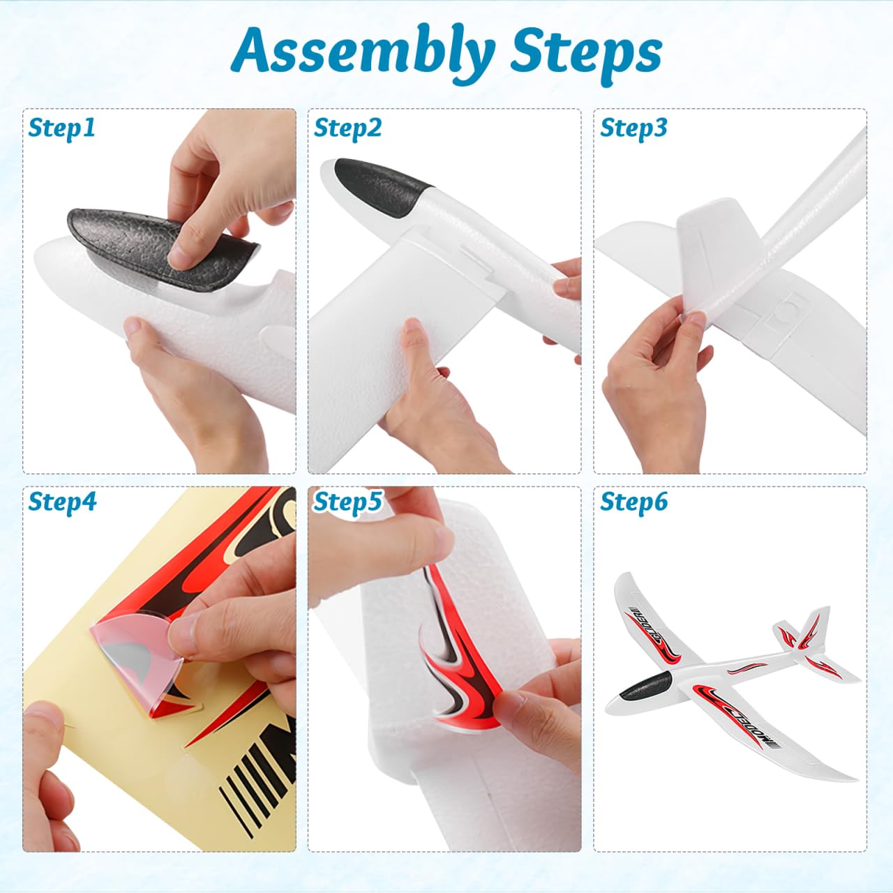 Toyvian Foam Airplanes: 39 Inch Large Foam Airplanes for Kids, Throwing Glider Plane, 2 Flight Mode Glider Toy for Kids Boys Girls Birthday Party Favors Outdoor Games
