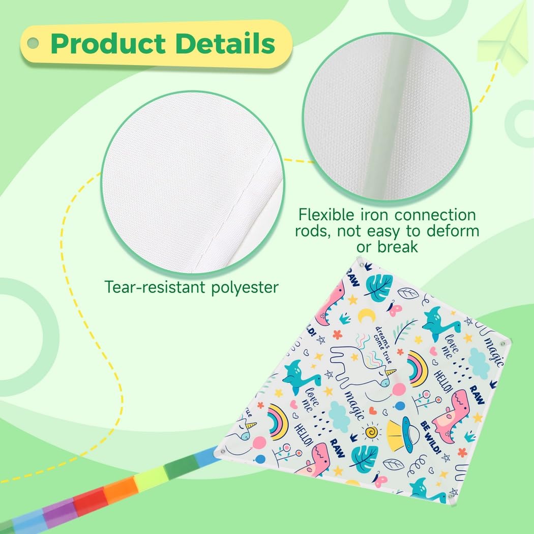 B bangcool DIY Kids Kite Blank Kites Making Painting White Paper Blank Kites with Swivel Line for Kids Outdoor Park Beach Grassland Activities (10PCS)