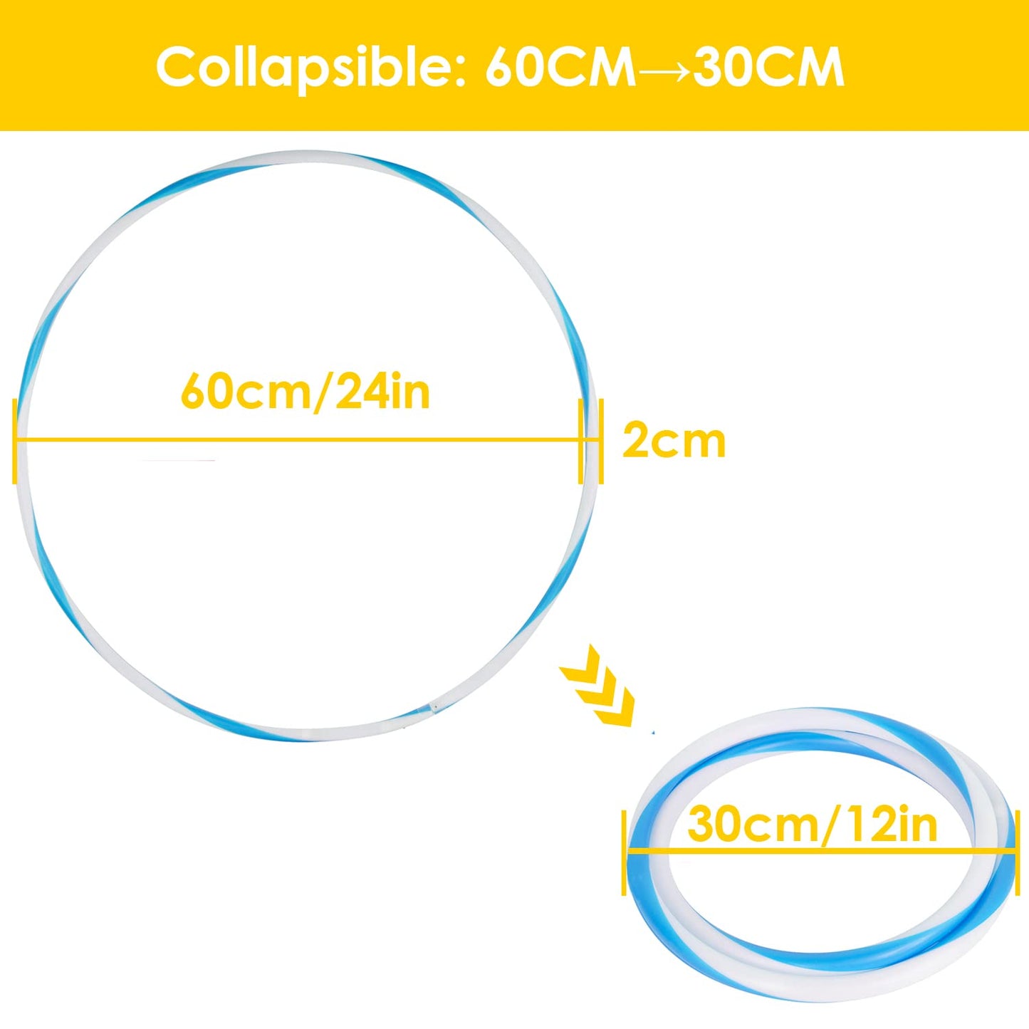 4Pack LED Hoop Dance Exercise Light Up Hoop for Kids Children, 24in Fitness Equipment Weight Loss Auto Color Changing Strobe Glow Light, 60cm for Hooper(Two AA Batteries are Needed. Not Included)