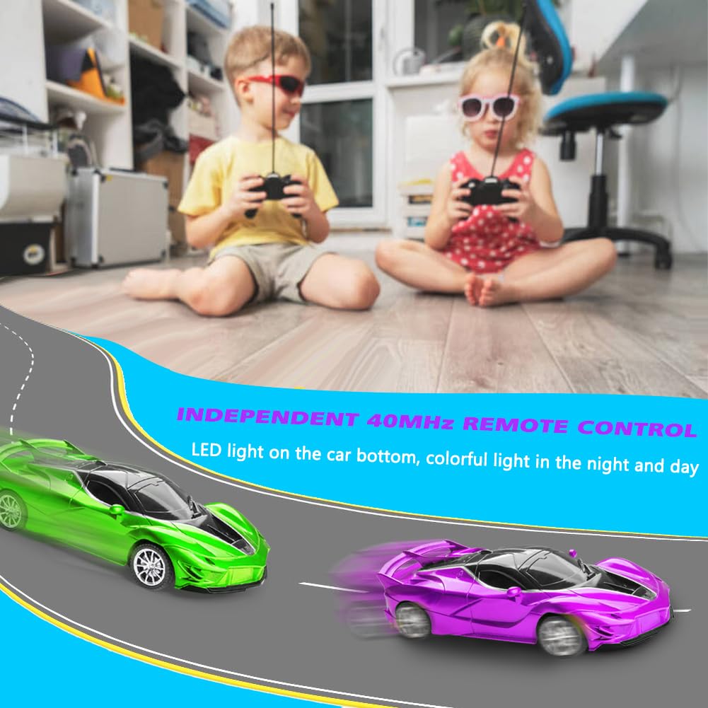 Yomwet Remote Control Car for Girl, 2.4GHz 4WD Electric RC Cars Toy Racing with Led Lights Rechargeable High-Speed Hobby Toy Vehicle, RC Car Gifts for Age 3 4 5 6 7 8 9 Year Old Kids (Purple)
