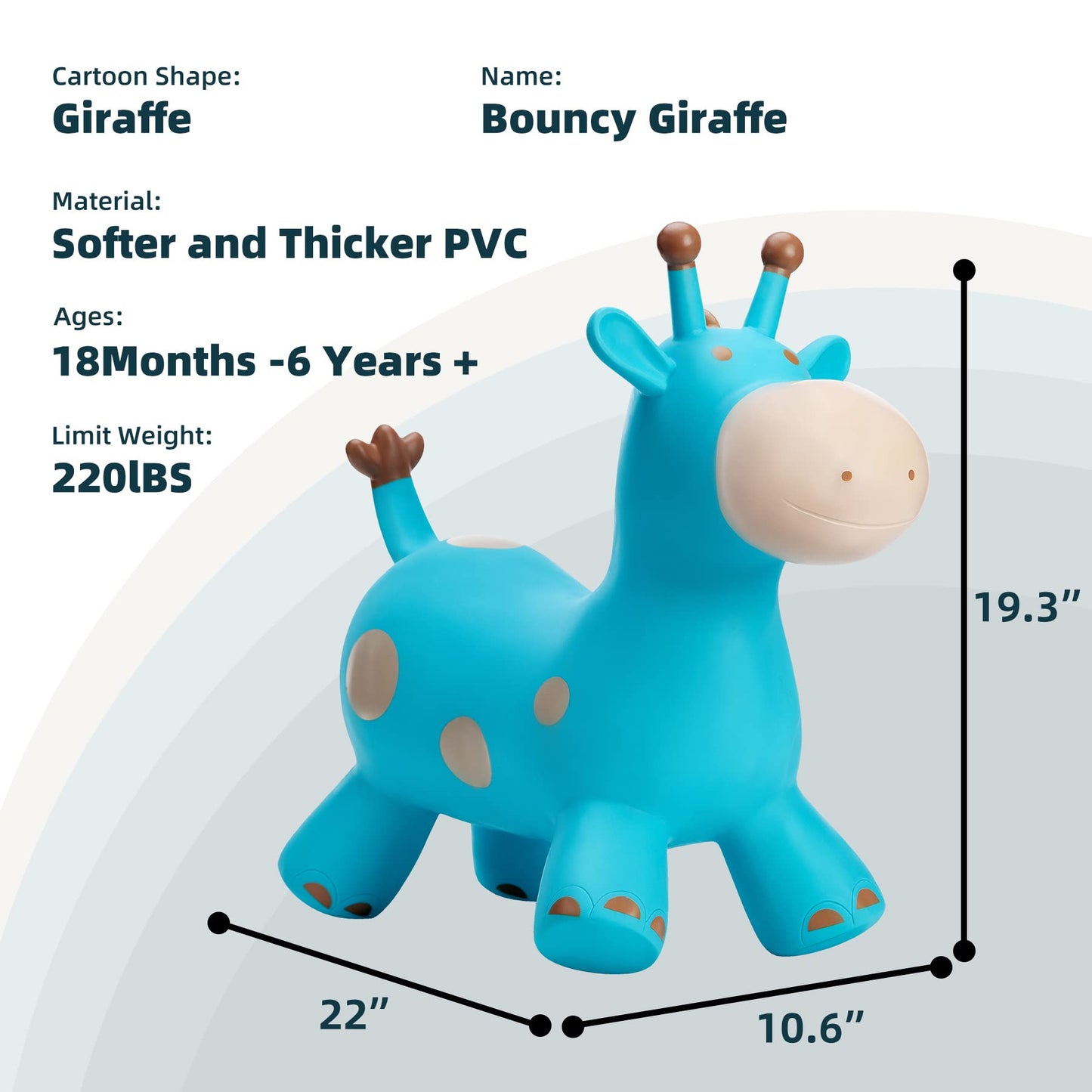 EVERICH TOY Giraffe Bouncy Horse Hopper for Toddlers, Bouncy Animals Jumping Horse, Inflatable Ride on Bouncer Hopping Toys Gifts for Boys and Girls 18 Months 2 3 4 5 6 Years Old