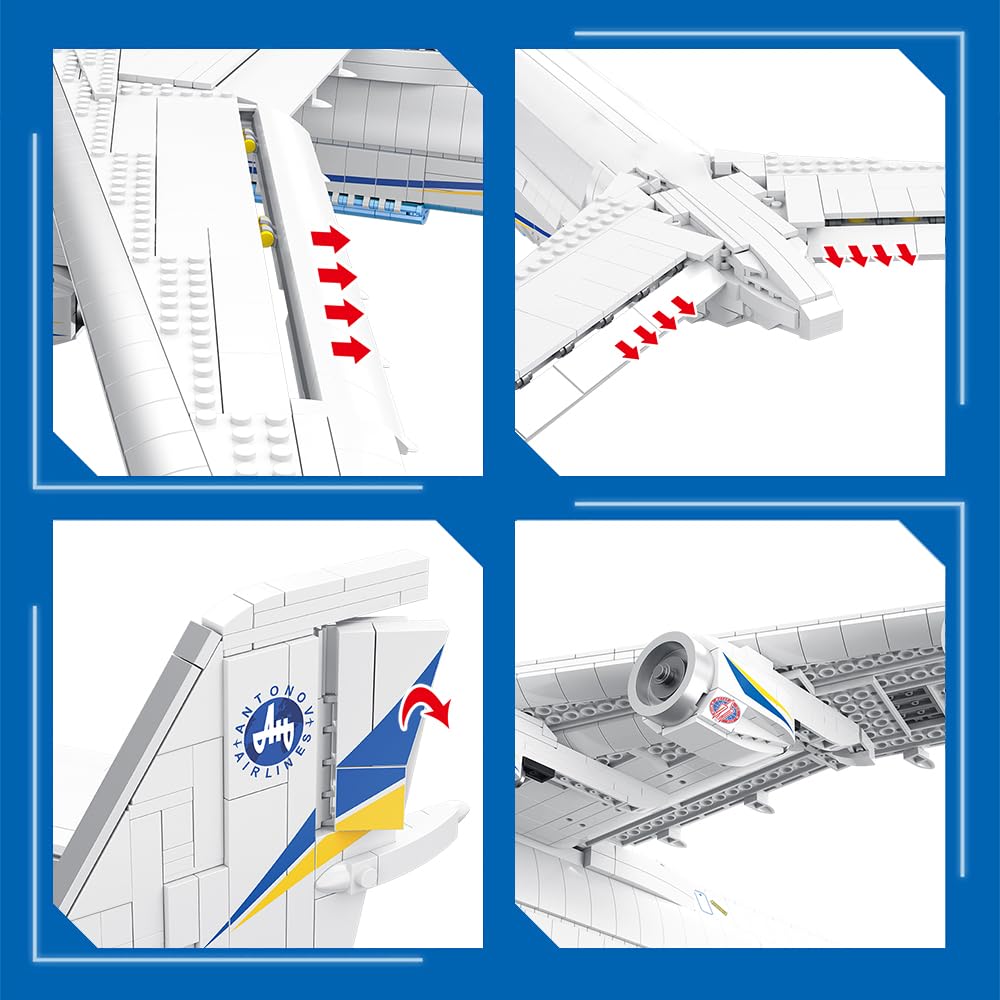 DUANT Antonov An-225 Technik 1:84 Large Transport Aircraft Building Blocks Set, 5350 Pieces MOC Airplane Model Building Kit, Military Fans Model- Collection Gift for Adult