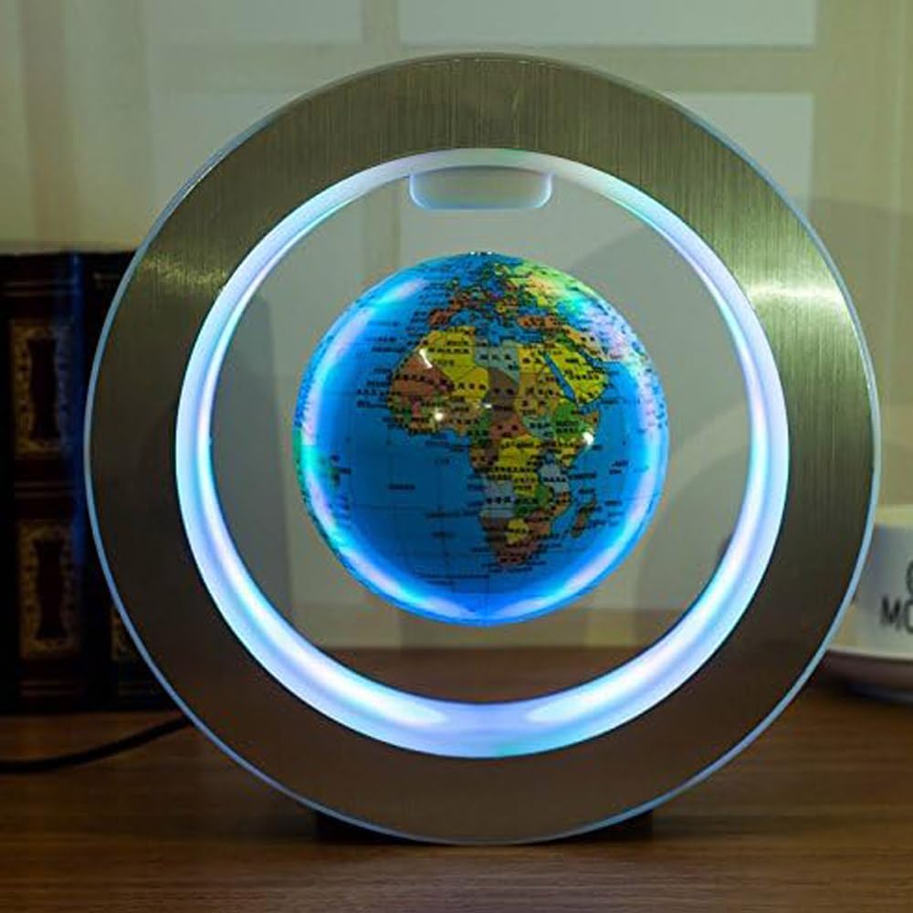 Levitation Floating Globe 4inch Rotating Magnetic Mysteriously Suspended In Air World Map Home Decoration Crafts Fashion Holiday Gifts (Blue)