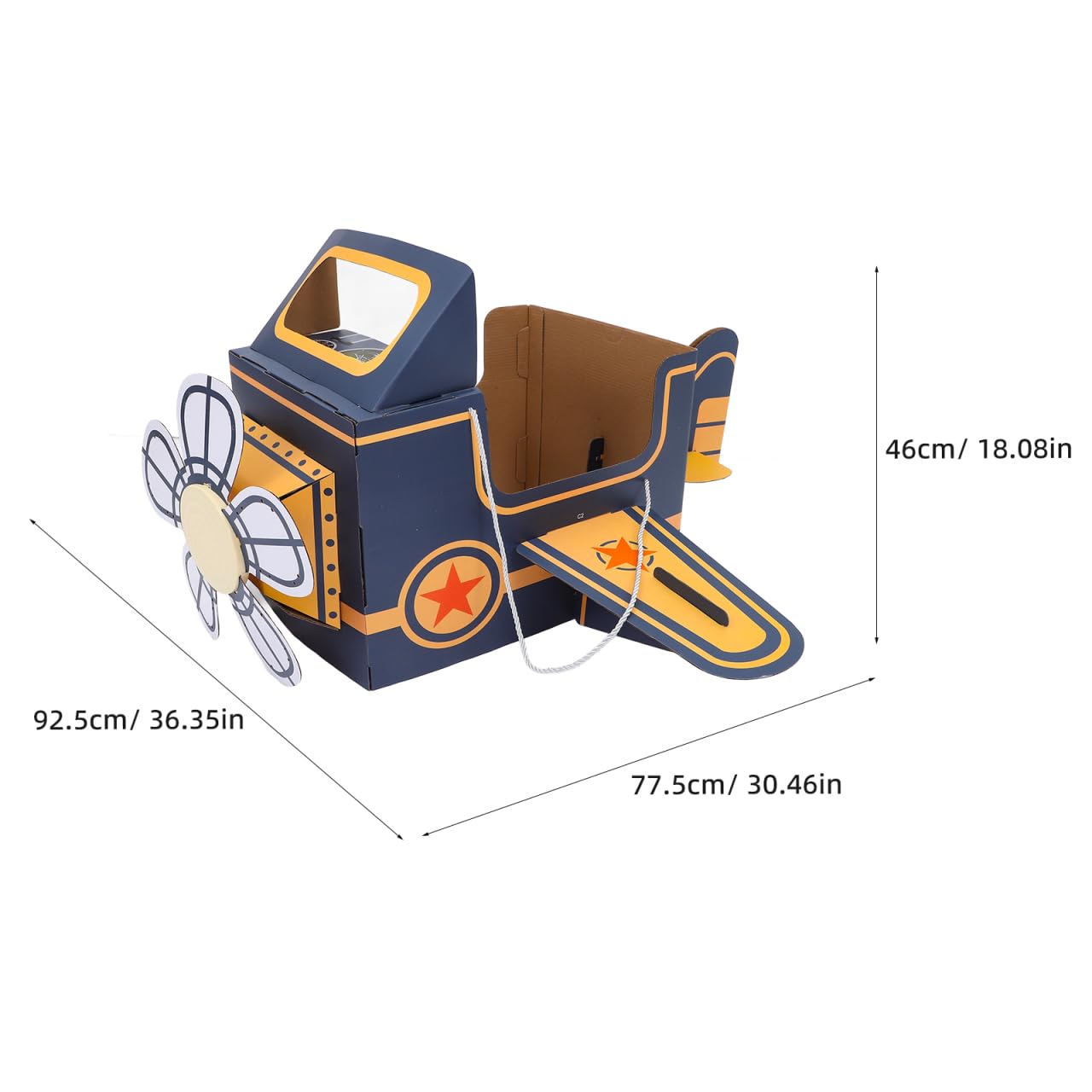 SAFIGLE Children Wearable Cardboard Plane: Airplane Costume for Kids DIY Paper Aircraft with Rotating Fan - Cardboard Car Fun Outdoor Play and Learning Experience Flying Airplanes for Kids Blue