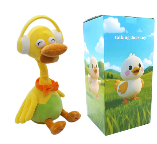 Vincilee Talking Duck, Repeat What You Say, Stuffed Animal Electric Plush Toy, Recording Plush & Interactive Toy, with Twisting Neck and Flapping Wings, for Kids Gift Toys（Headphone Duck Toy）.