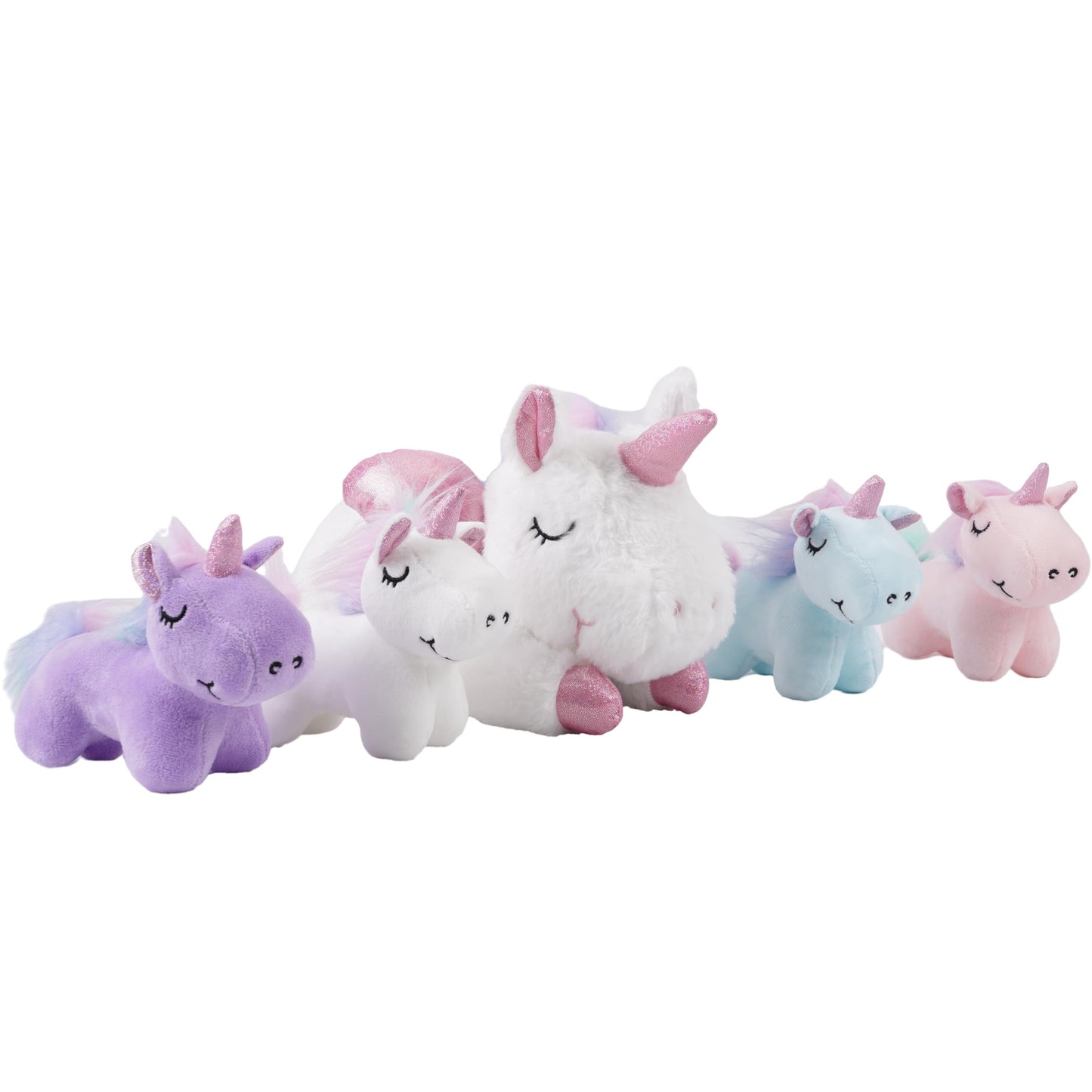 16 Inch Soft Unicorn Stuffed Animals PlaySet - Cuddle Plush Mommy With 4 Baby Rainbow Flying Plush Pillow Toy With Wings for Kids and Lovers