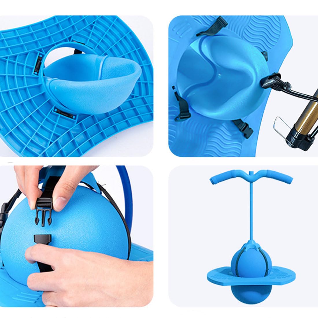 Balance Jumping Ball,Pogo Jumper with Handle and Ball Pump,High Jump Toy Bounce Jump Trick Board with Non-Slip Footpads,Perfect for Balance & Coordination (Blue)