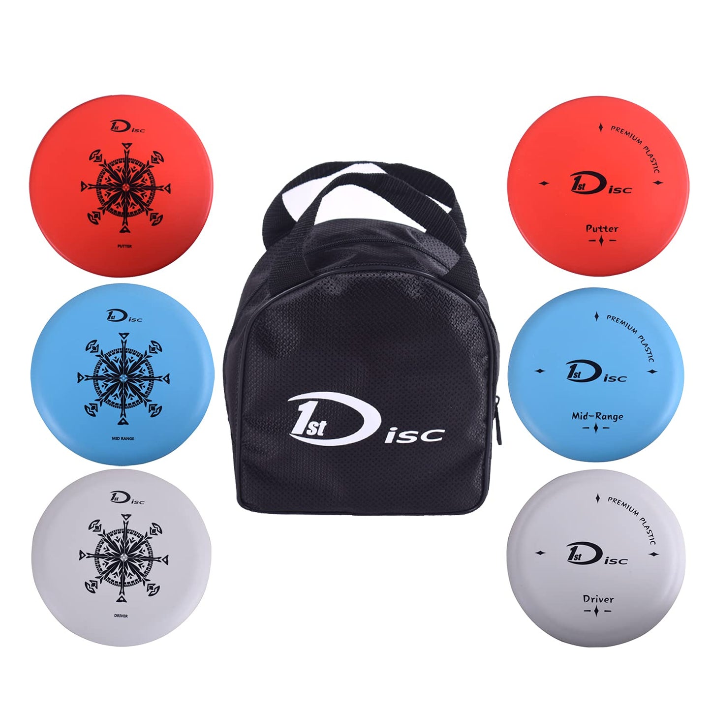 Disc Golf Starter Set-2 PCS Putter, 2 PCS Mid-Range, 2 PCS Driver with Bag