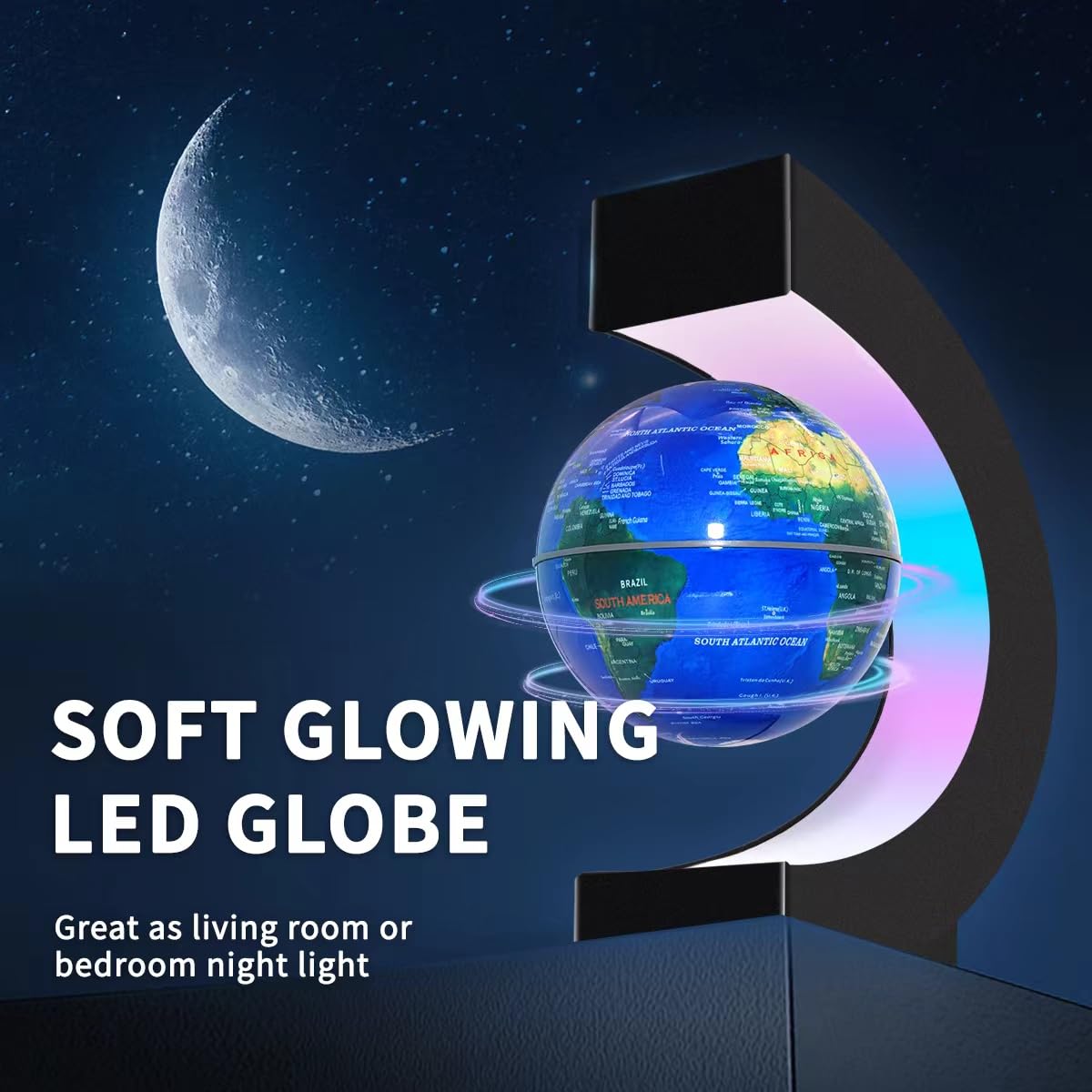 Poojaed Magnetic Levitating Floating Globe with LED Lights, Cool Tech Gadgets Gifts World Globe Lamp for Men Father Teenage Boys Girls, Birthday Gifts Office Home Desk Decor Display