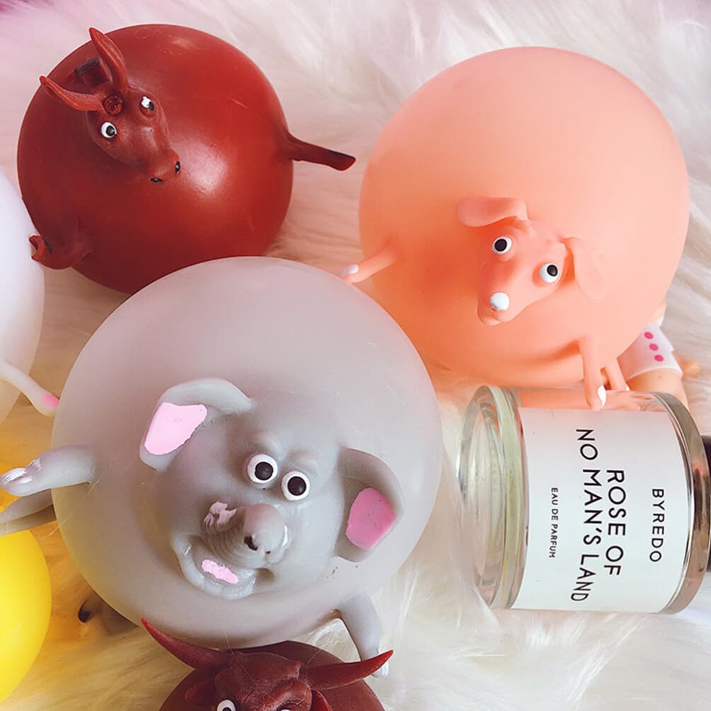 NUOBESTY 5Pcs Blowing Animals Toy Inflatable Balloon Squeeze Ball Kids Party Balloons Easter Gift Random Style