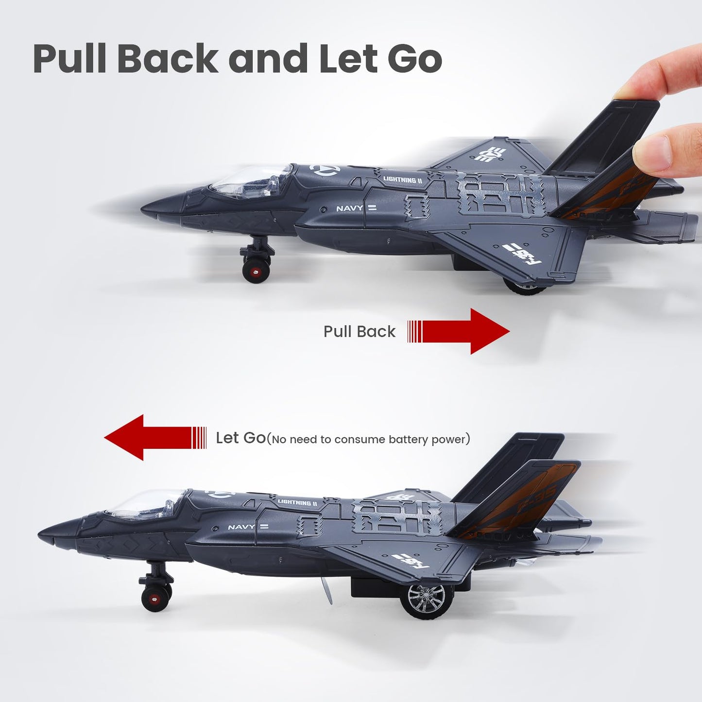 Double Fighter Jet Toy, F35 & F16 Diecast Planes with Lights & Sounds, Pull Back Military Airplane Toy Gift for Toddler,Kids, Boys