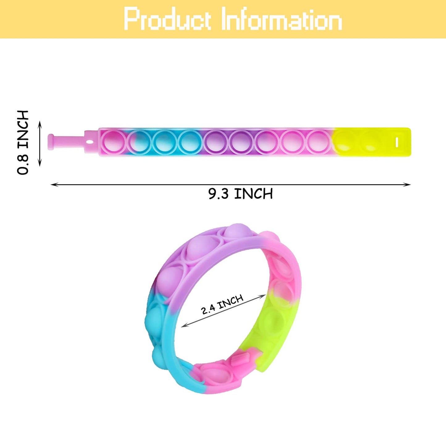 120 Pcs Pop Bubble Bracelet Fidget Toys, Pop Wristband Fidget Bulk Toy for Party Favors, Halloween Christmas Valentine Gifts Students Gifts Classroom Prizes Goodie Bag Stuffers for Kids