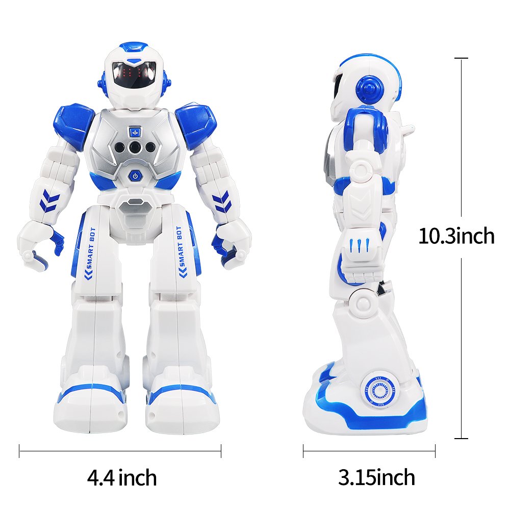 Remote Control Robot For Kids, Intelligent Programmable Robot With Infrared Controller Toys, Dancing, Singing, Moonwalking and LED Eyes, Gesture Sensing Robot Kit For Childrens Entertainment (Blue)