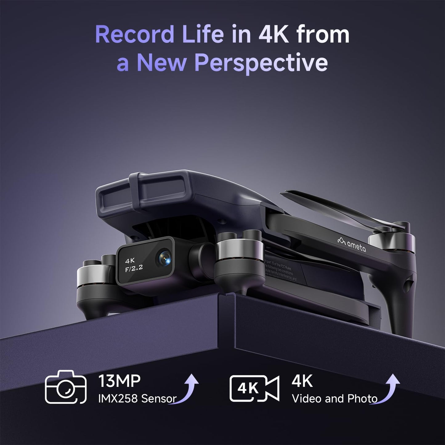 Ameta Drones with Camera for Adults 4k UHD, S20 Pro GPS Drone for Adults Beginners with 50 Mins Long Flight, Brushless Motor, Altitude Hold, Cool Toys Gifts for Men Boys(Under 249G)