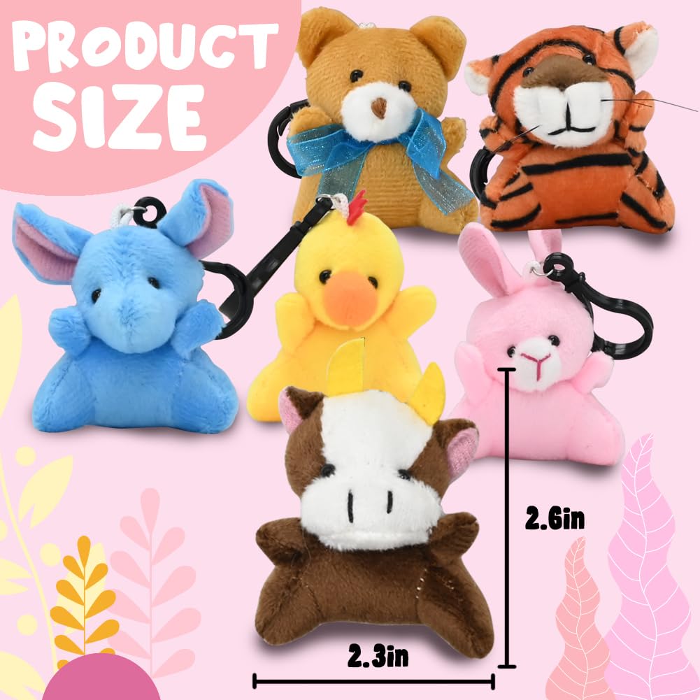 LUKBERA 28 Packs Plush Animals Keychain, Stuffed Animals Keychain Toys for Valentine's Day Easter Egg Fillers Classroom Exchange Gifts Goodie Bag