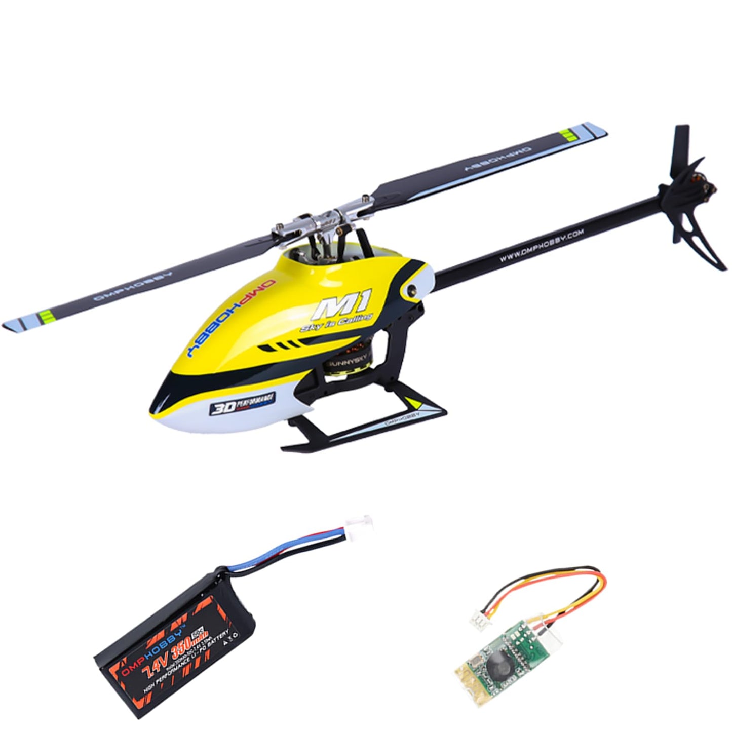 Buddy RC OMPHOBBY M1 V1 RC Helicopter for Adults - 6CH 3D Aerobatic RC Helicopters Outdoor with Dual Brushless Direct-Drive Motors, Outdoor Mini RC Aircraft for Advanced Pilots（BNF Version, Yellow）