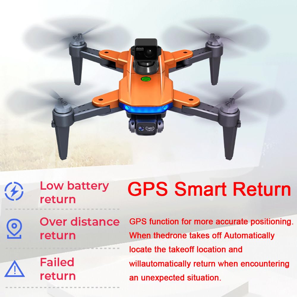 Lozenge 360° Obstacle Avoidance Brushless GPS Drone with Camera for Adults 4K Smart Follow Auto Return Long Battery Life Quadcopter 3 Battery HJ90 Big Size