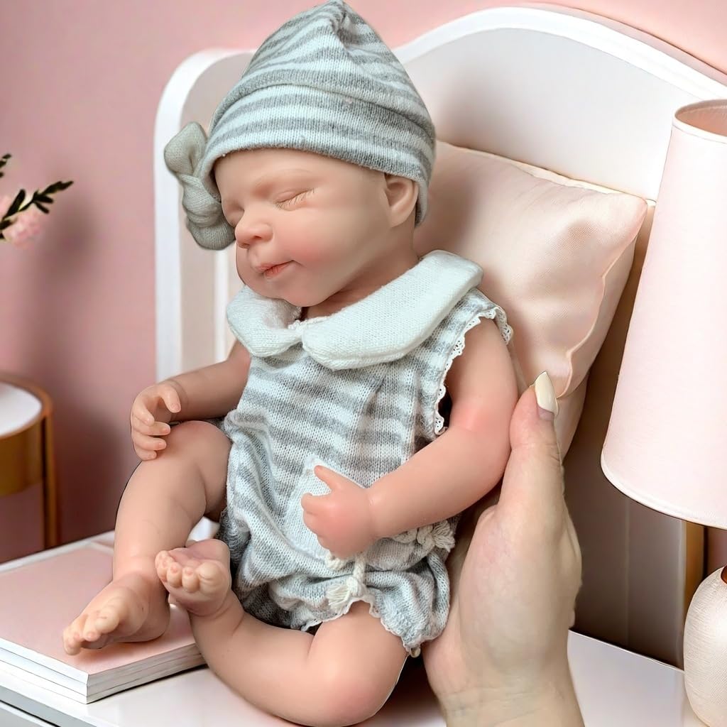 Yokyyi 13Inch Pascale Reborn Baby Dolls Silicone Full Body Correct Real Close Eyes Full Body Silicone Baby Dolls Sleeping Girl with Feeding Kit