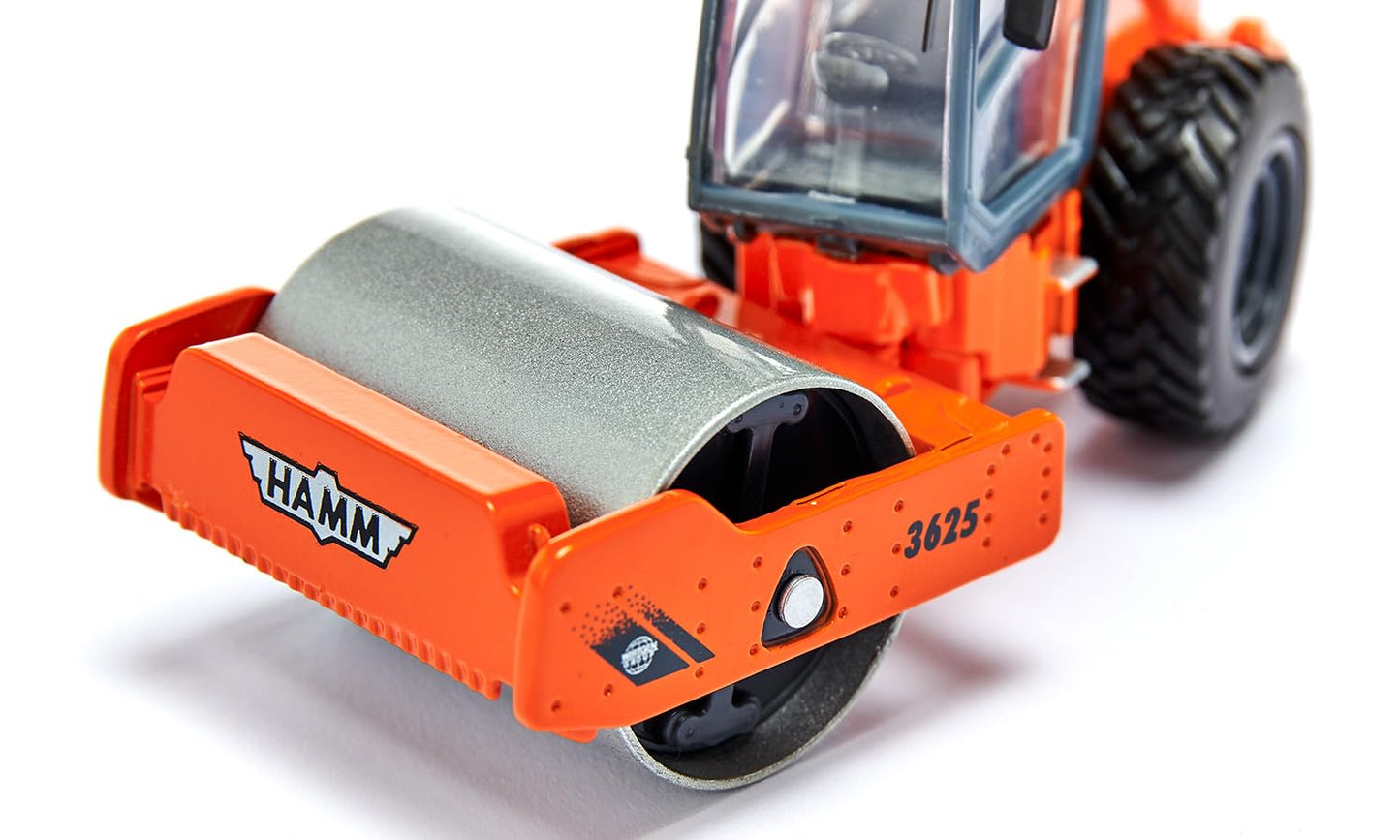 Siku 3530, Single-Drum Compactor, 1:50 Scale, Metal/Plastic, Orange, Rotating Roller