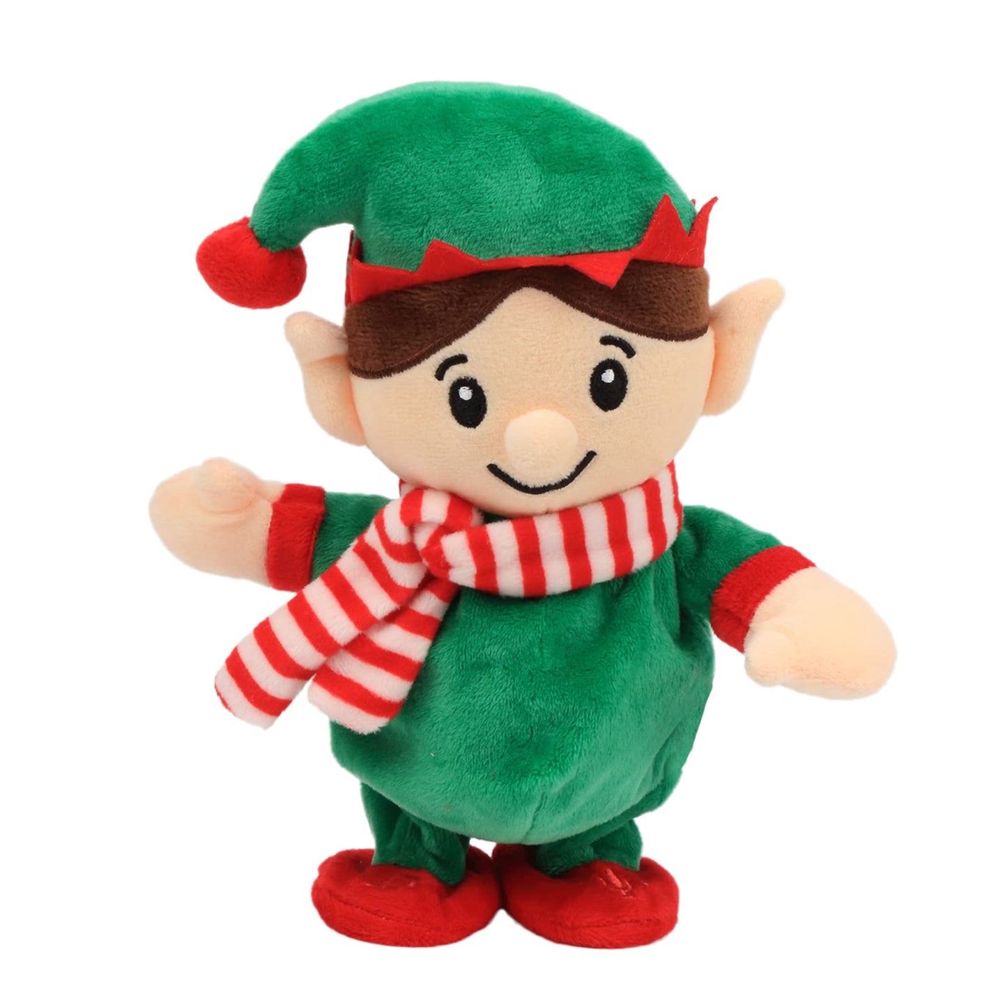 Hopearl Talking Singing Elf Repeats What You Say Walking Electric Interactive Animated Toy Speaking Plush Buddy Gift for Toddlers, Green, 8.5''