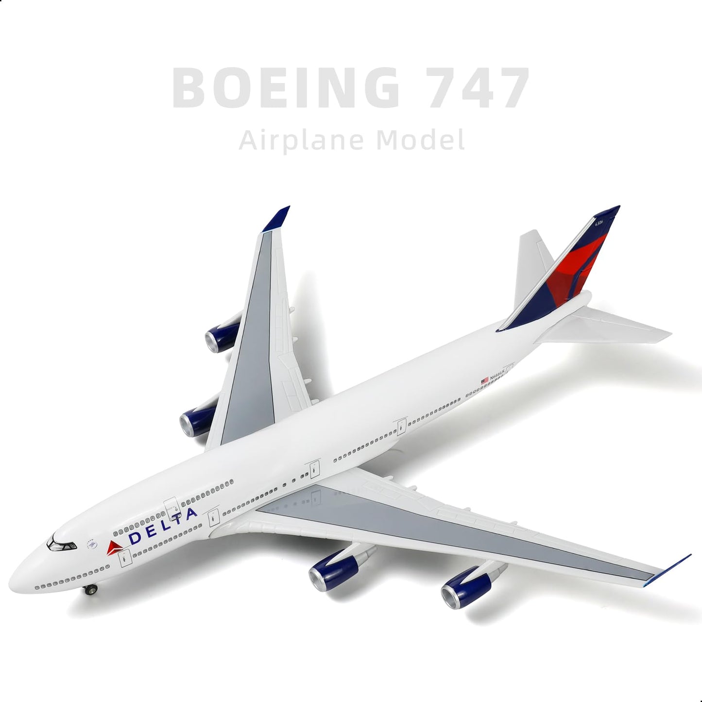 QIYUMOKE 747 1/160 Large Scale Airplane Model 18-inch Lfor Boeing 747 Prebuilt Airplane Model for Adult Plane 747 with Stand for Aviation Enthusiasts Gifts or Display Decorations