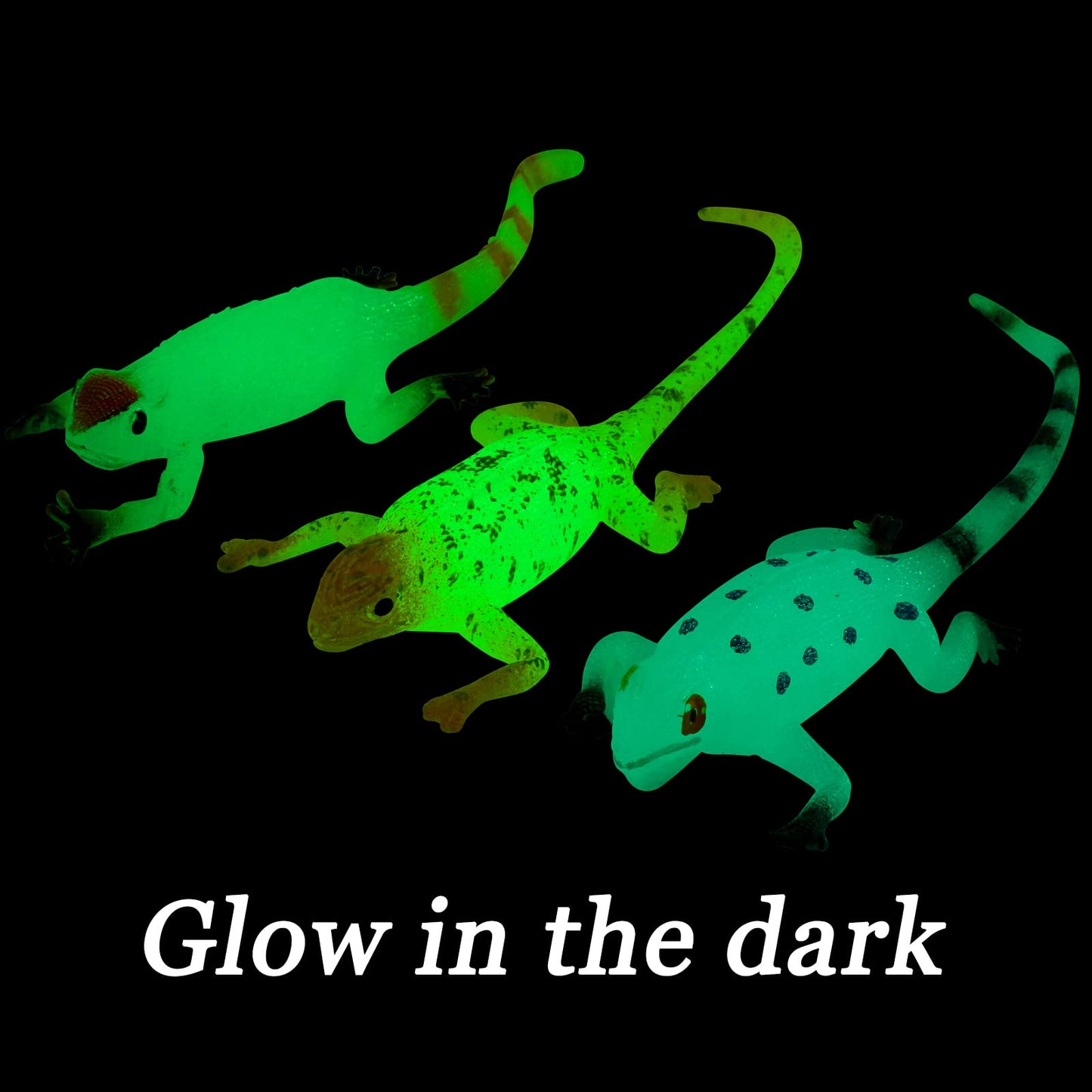 Axbotoy Glow in The Dark Lizard Set,12 Pack Stretchy Realistic Reptile Toy Set for for Kids Boys Girls,Great for Birthday,Themed Parties,Goodie Bag Fillers,Carnival Prizes