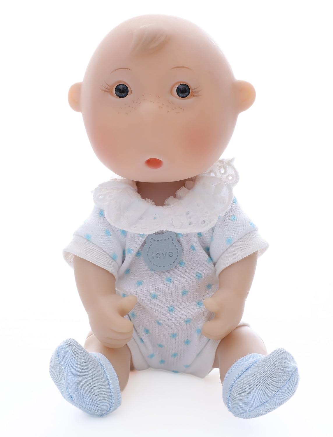 Cloveray Cute Potato Baby Doll, 7 Inch Mini Baby Doll with 5 Movable Joints, Thumb-Sucking Pose, Full Vinyl Doll Gift for Kids and Collectors, Ages 3+ (Blue)