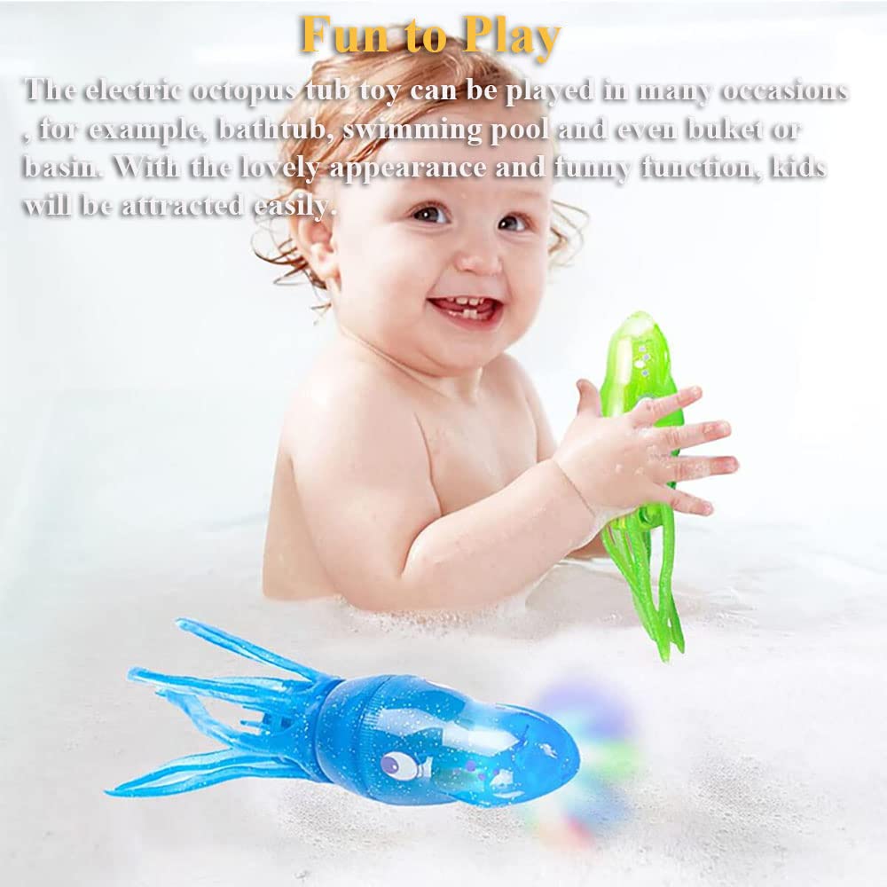NEXTAKE Electric Octopus Bath Toy, Swimming Octopus Pool Toy Simulated Octopus Tub Toy Electric Octopus Bathtub Toy with Lights (Red)